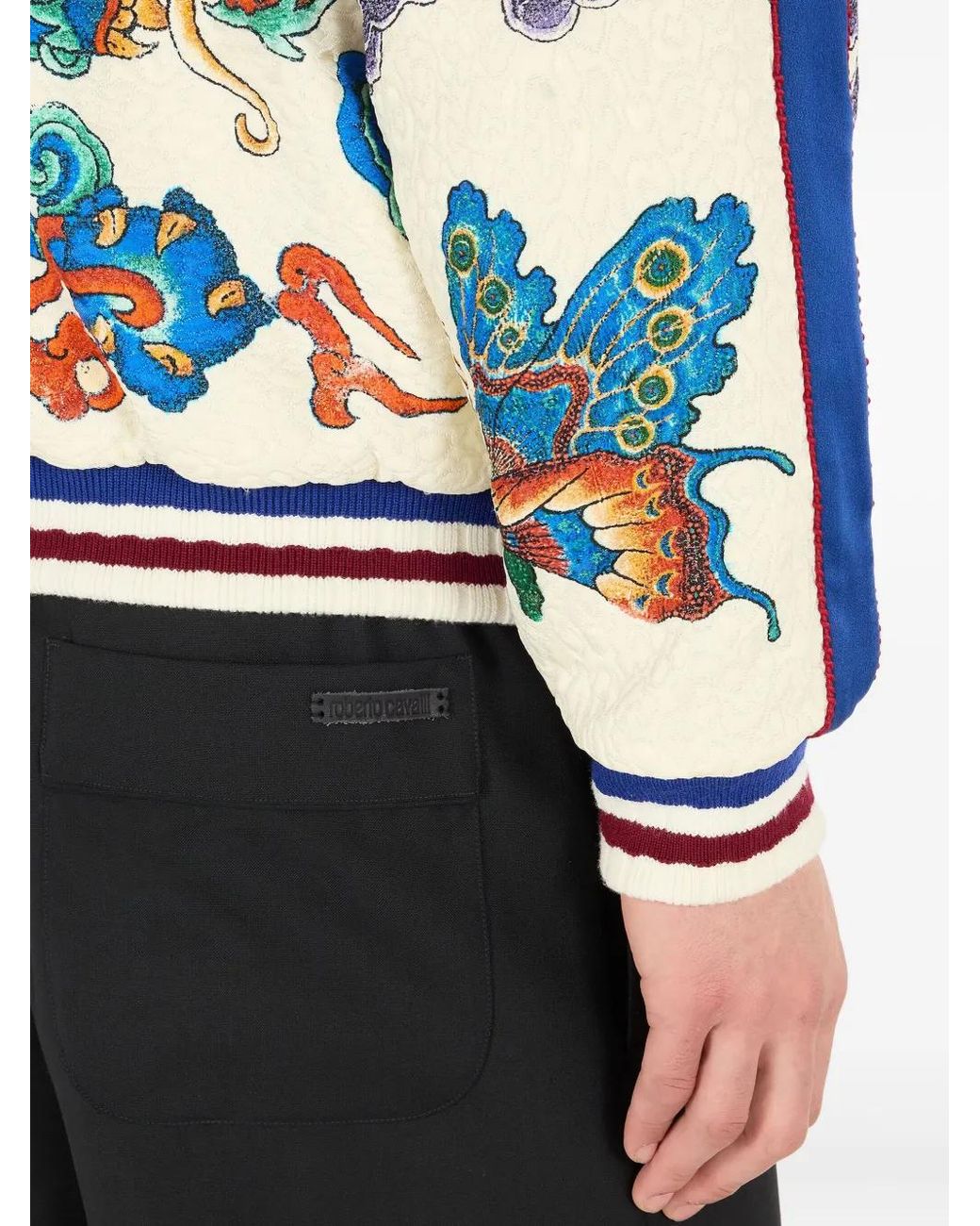 Roberto Cavalli White Quilted Bomber Jacket for men