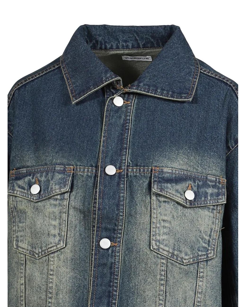 VIVAMUS Blue Lace-Embellished Denim Jacket