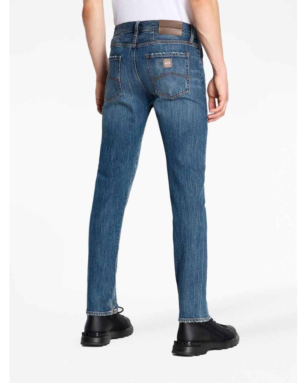 Armani Exchange Skinny-cut Cotton Jeans in Blue for Men | Lyst