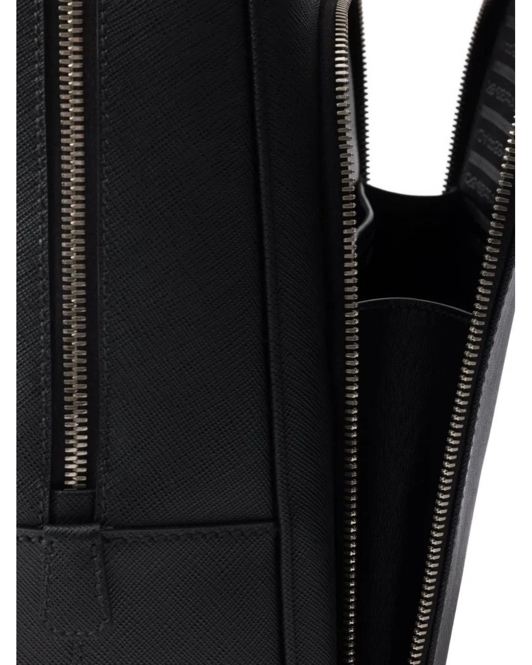 Prada Black Saffiano Leather Compact Backpack for men