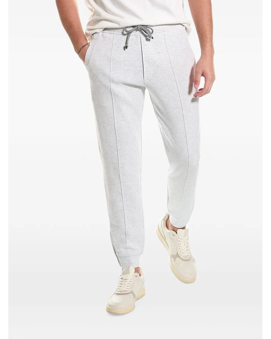 Brunello Cucinelli Gray Seam-Detail Drawstring Track Pants for men