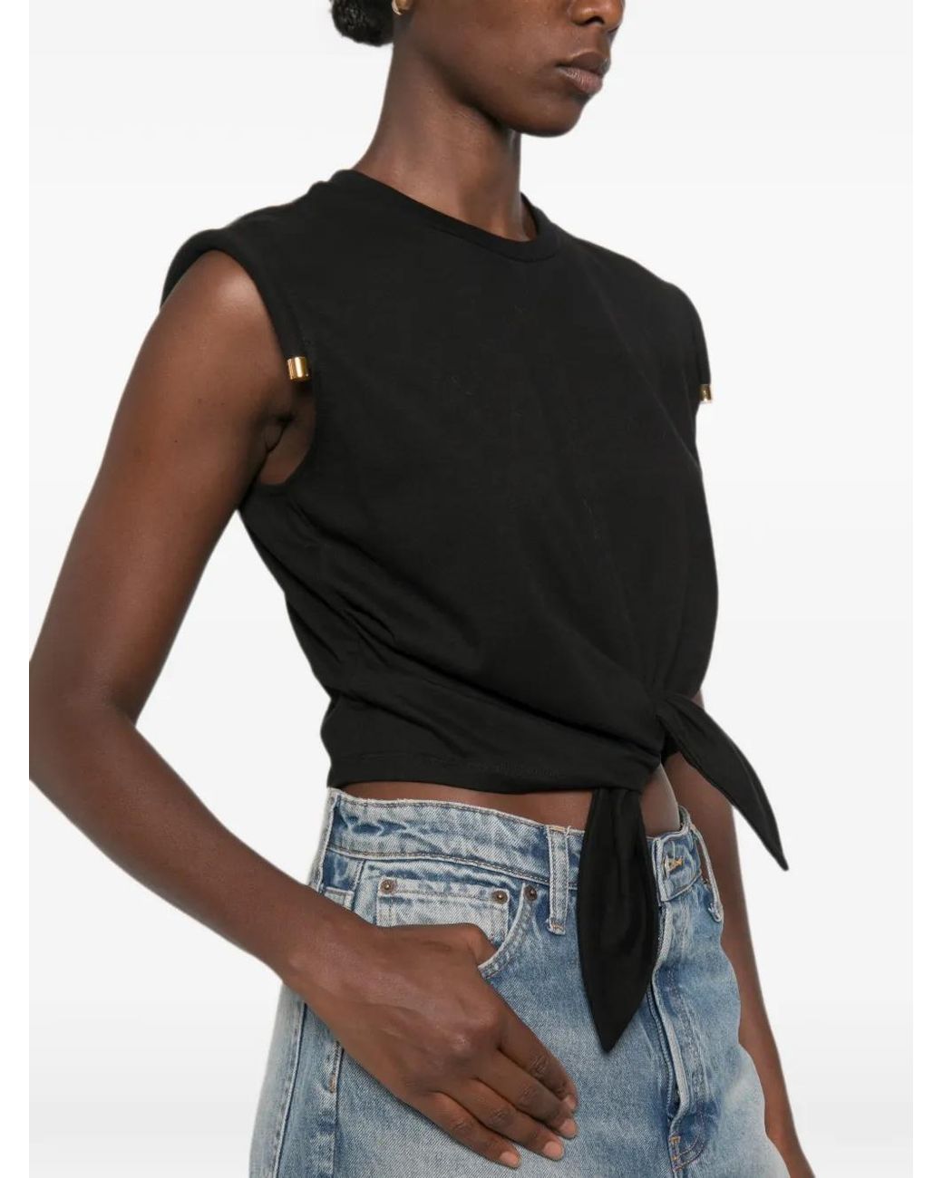 Elisabetta Franchi Black Jersey T-Shirt With Knot