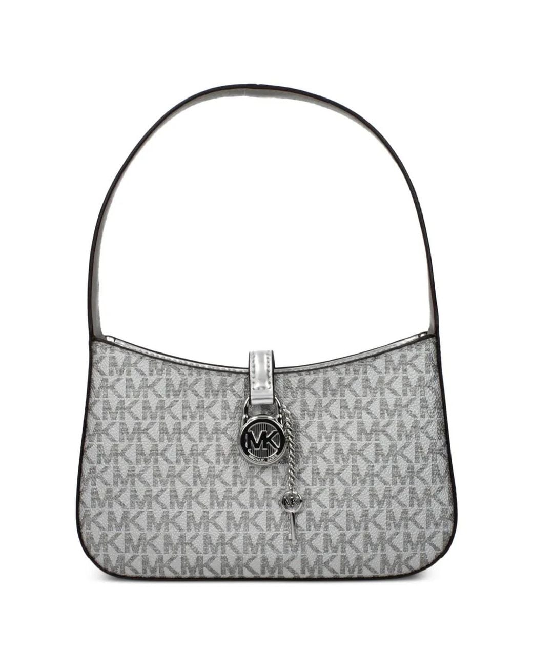 Michael Kors Gray Monogram-Pattern Shoulder Bag