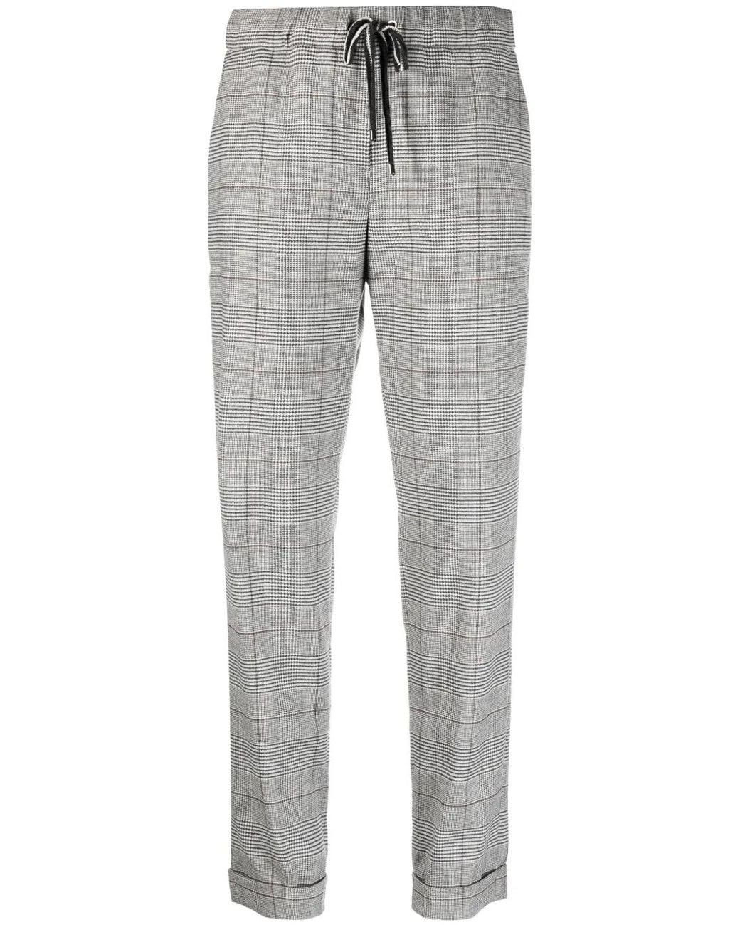 Lorena Antoniazzi Gray Plaid-Check Pattern Tapered-Leg Trousers
