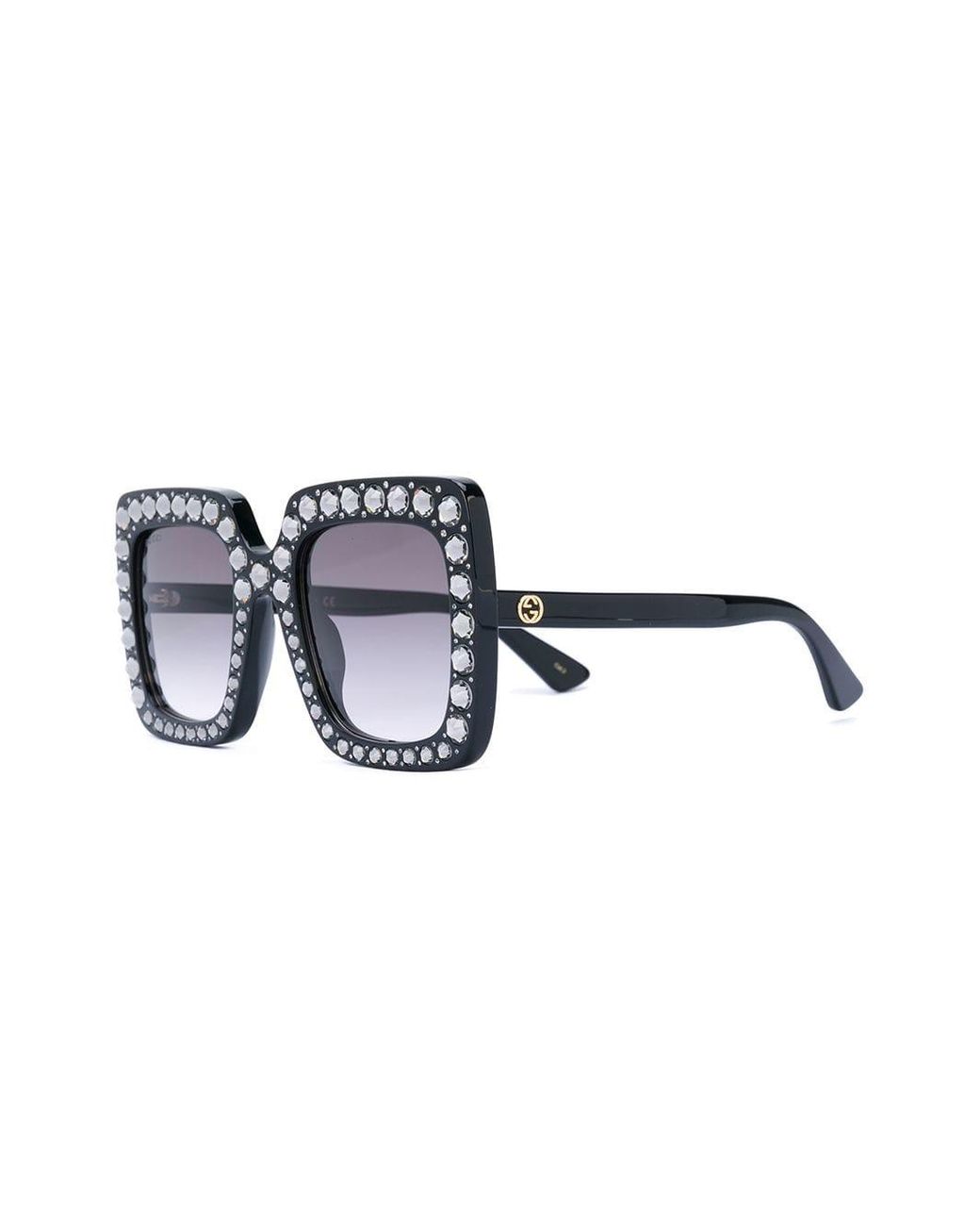 Gucci Oversize Square-frame Sunglasses With Crystals in Black | Lyst