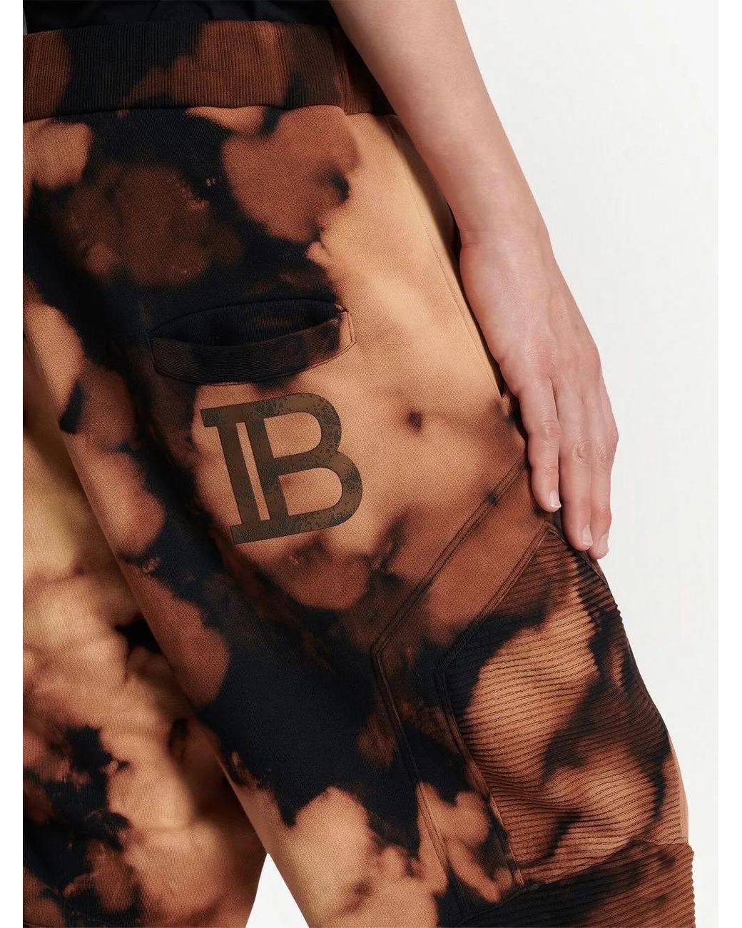Balmain Orange Tie-Dye Print Track Pants for men