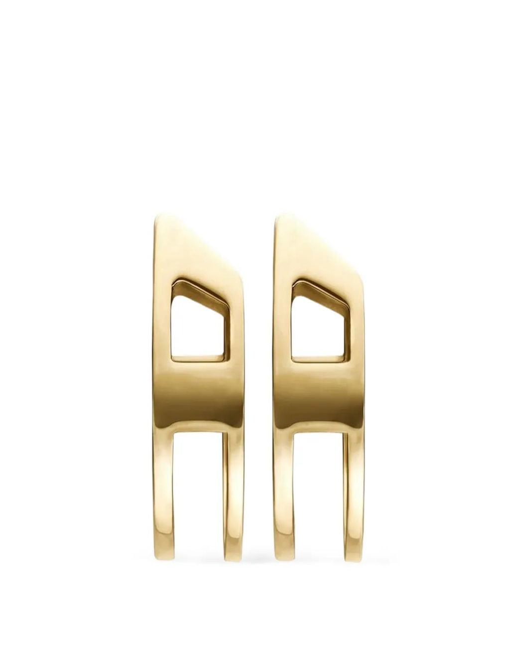 DIESEL Metallic Tone Stainless Steel Hoop Earrings