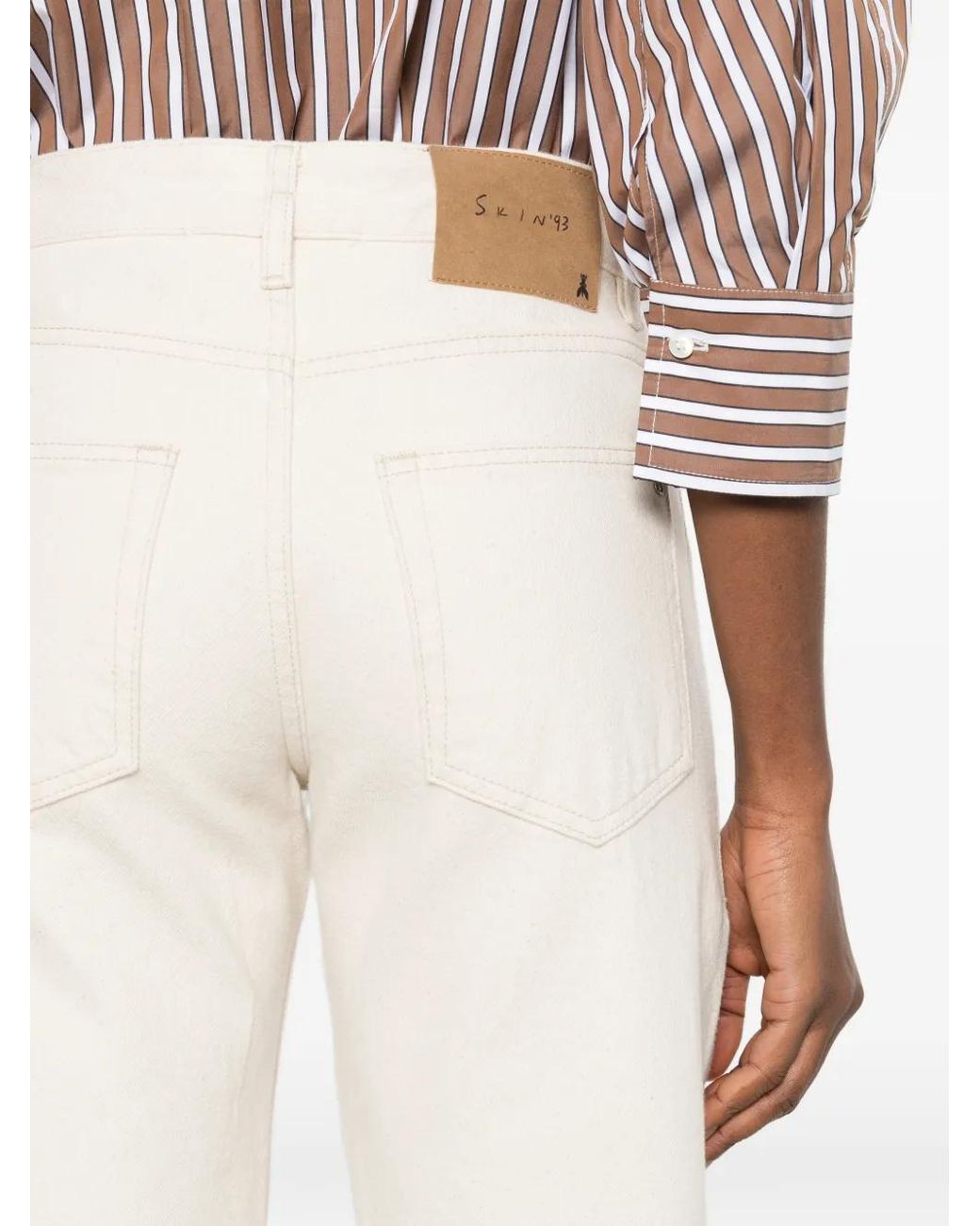 Patrizia Pepe White Logo-Button Straight-Leg Jeans
