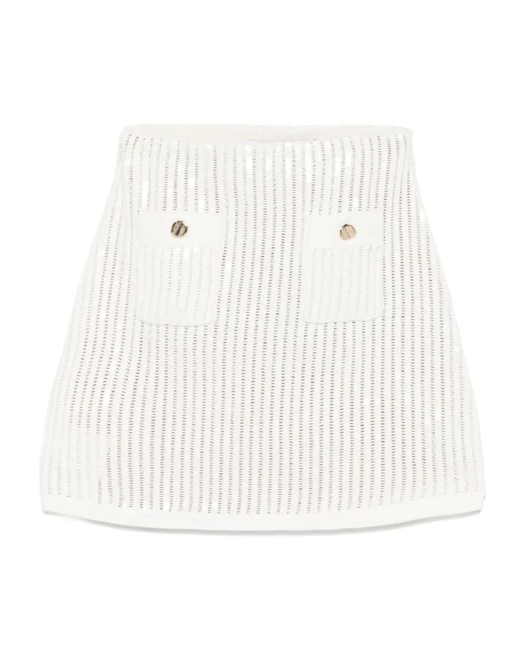 Self-Portrait White Sequin Mini Skirt