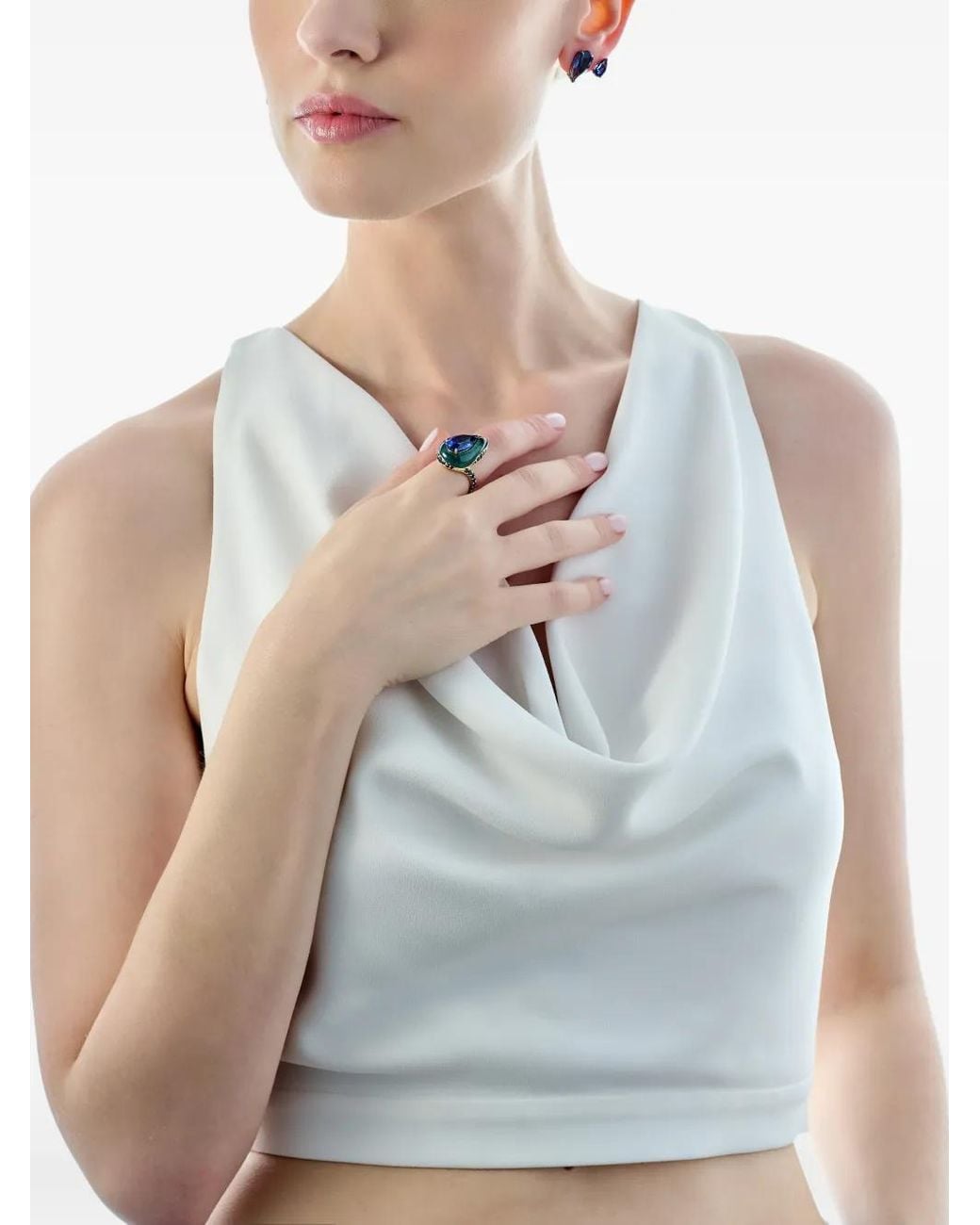 Anabela Chan Metallic Bague Plankton Elixir Sertie De Saphirs
