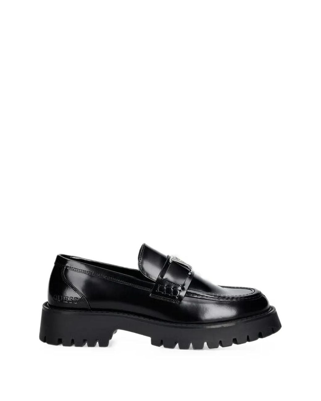 Guess Black Logo-Plaque Lug-Sole Loafers for men
