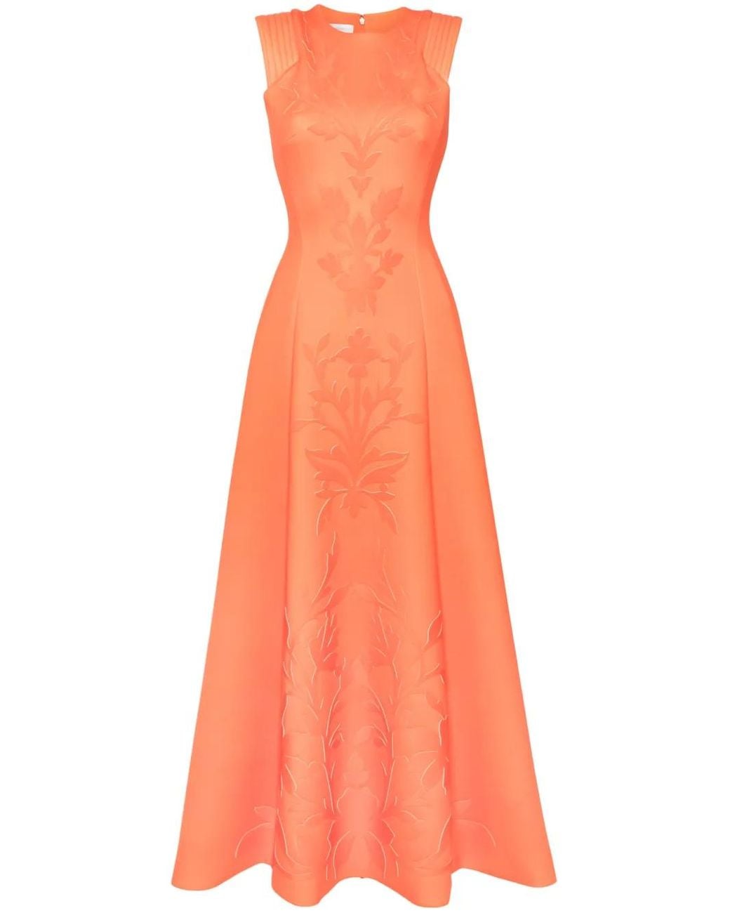 Saiid Kobeisy Orange Robe Longue À Fleurs