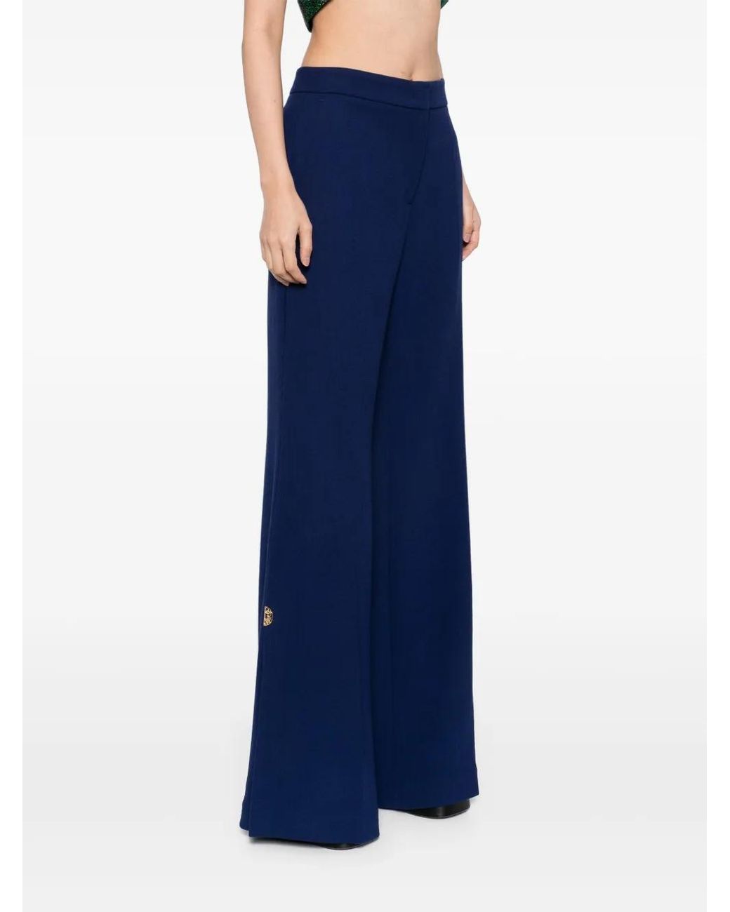 Elie Saab Blue Side Slit Flared Pants