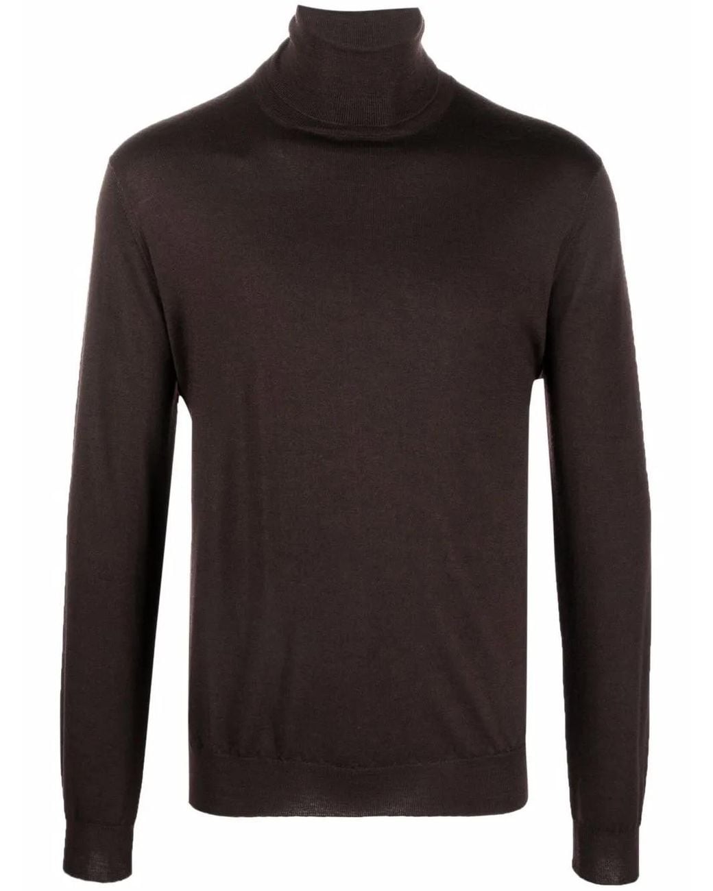 Dell'Oglio Black Roll-Neck Merino Wool Jumper for men