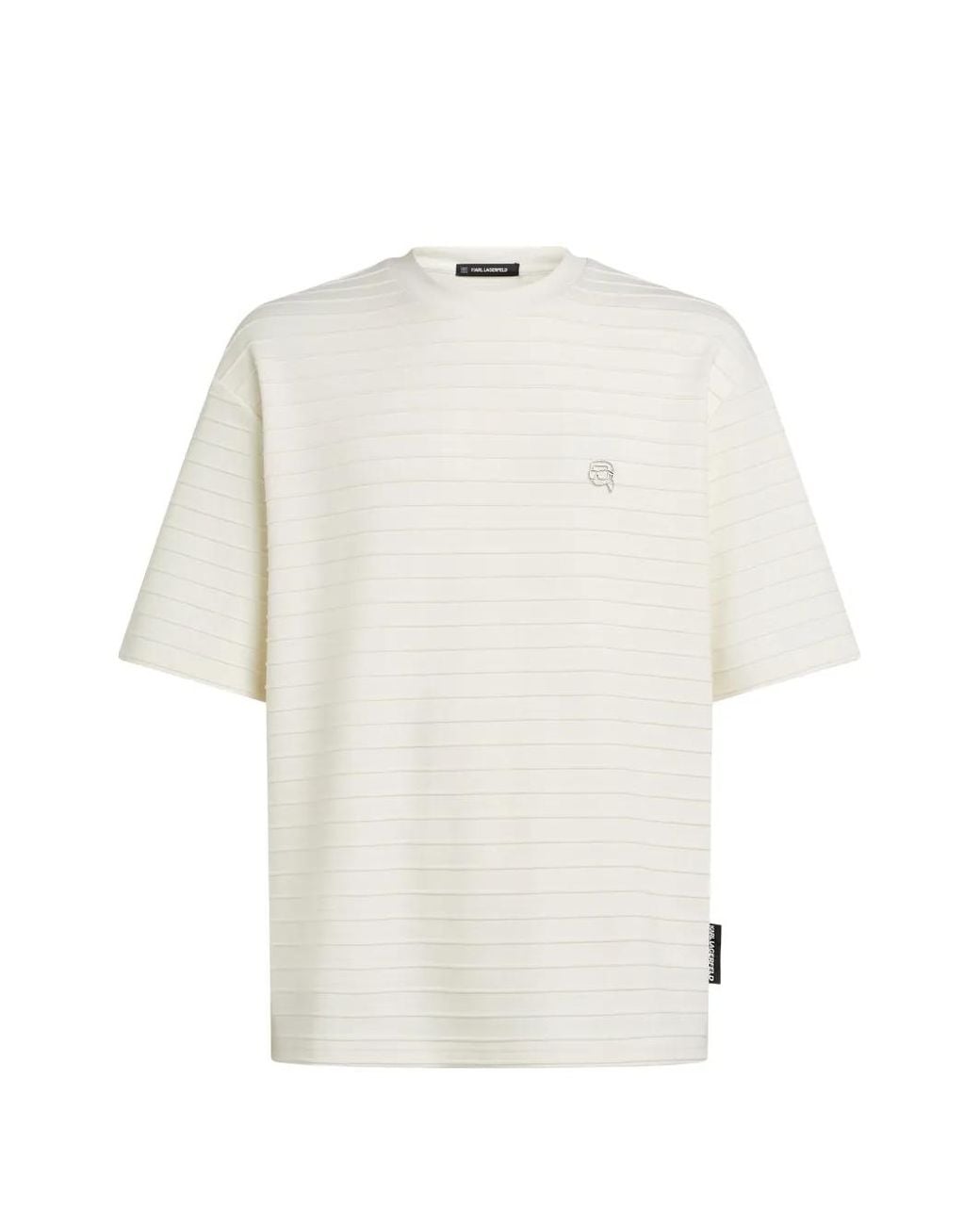 Karl Lagerfeld White Ikon Structure Striped T-Shirt for men