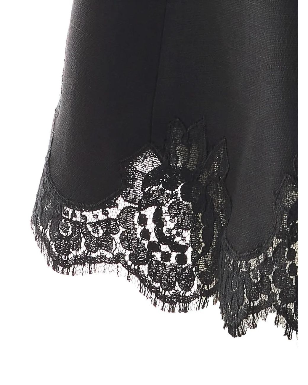 Valentino Garavani Black Robe Bordée De Dentelle À Coupe Courte