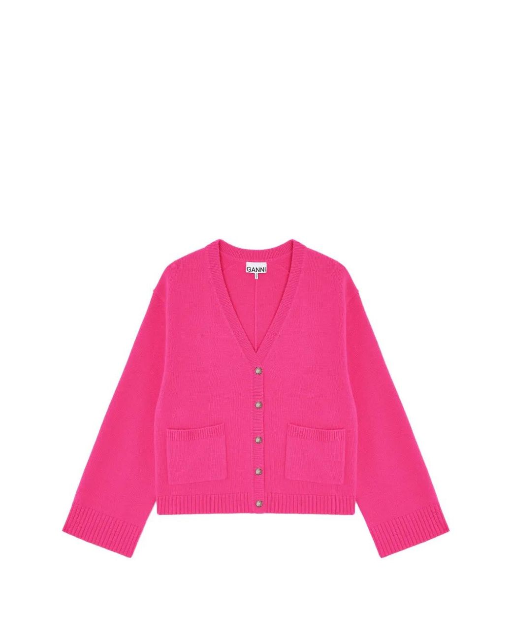 Ganni Pink Pockets Cardigan