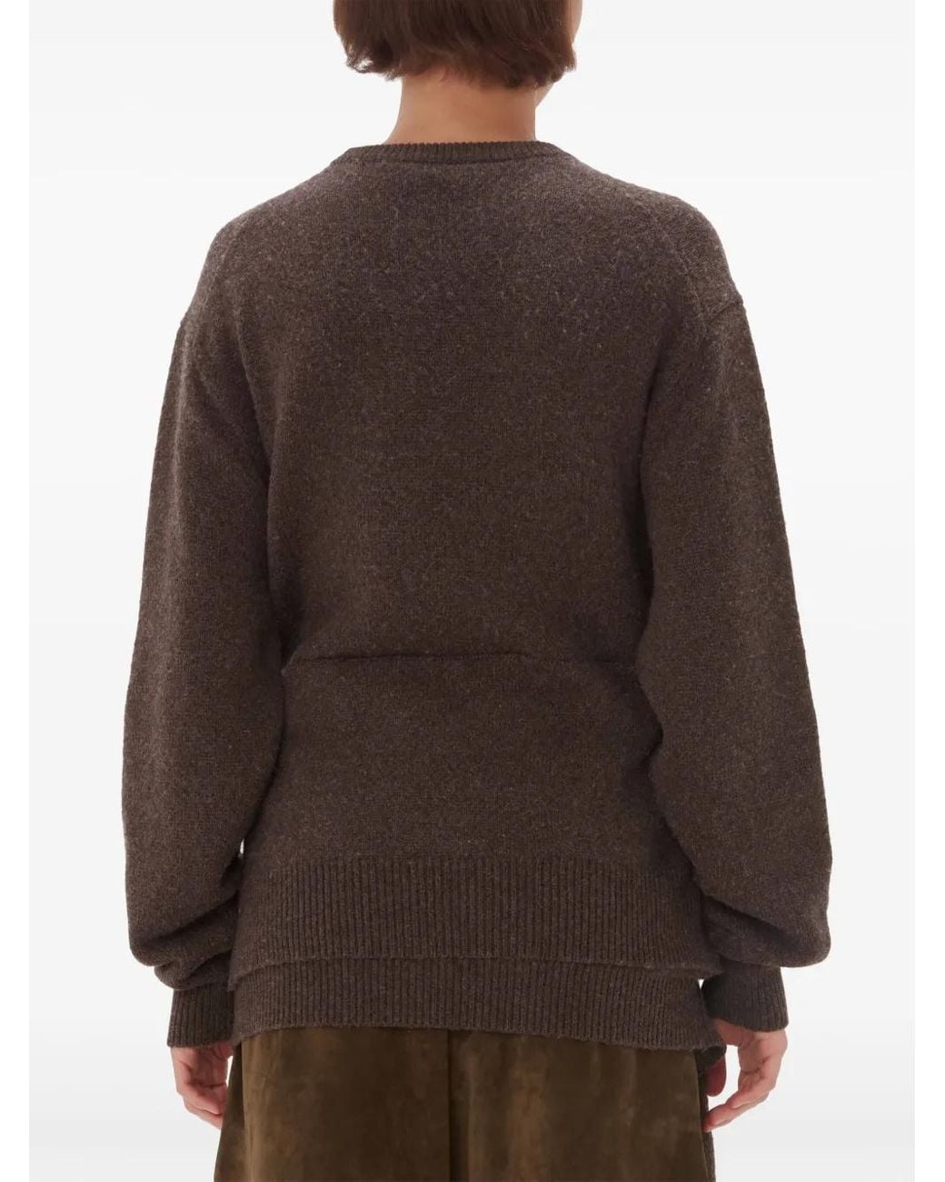 J.W. Anderson Brown Draped Tie-Front Sweater