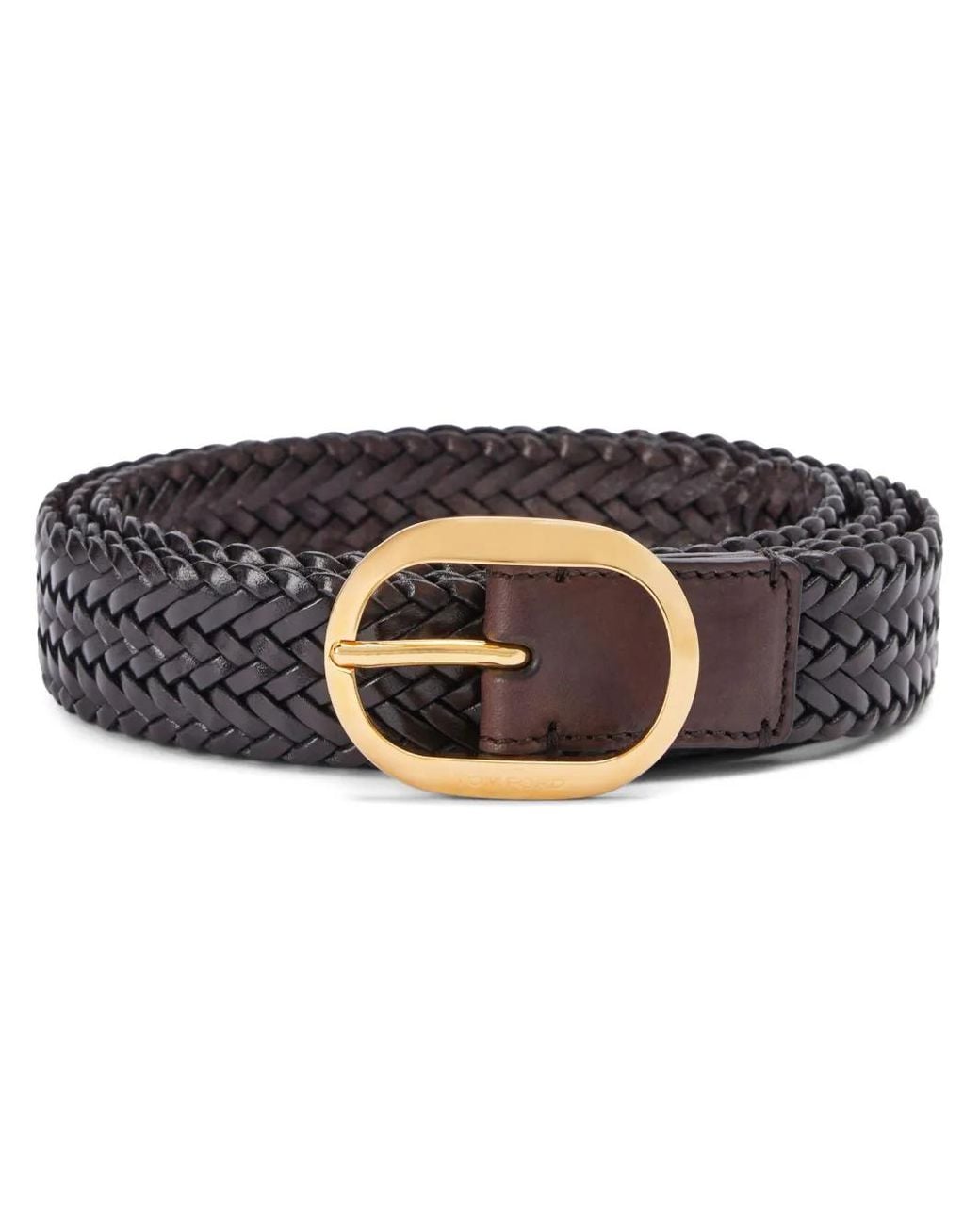 Tom Ford Black Woven Leather Belt for men