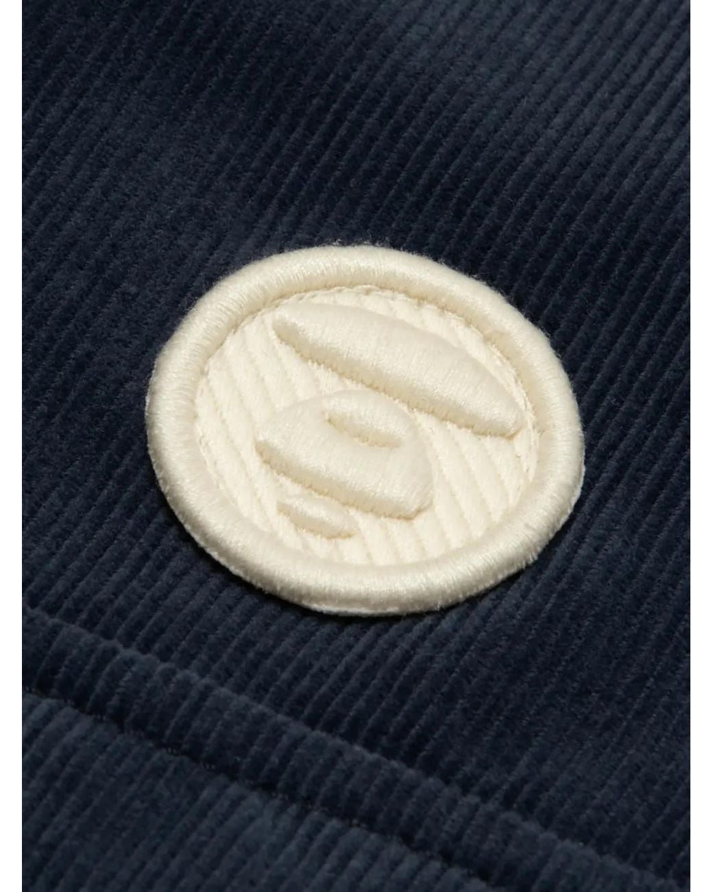 Aape By A Bathing Ape Blue Corduroy Logo-Patch Shirt for men
