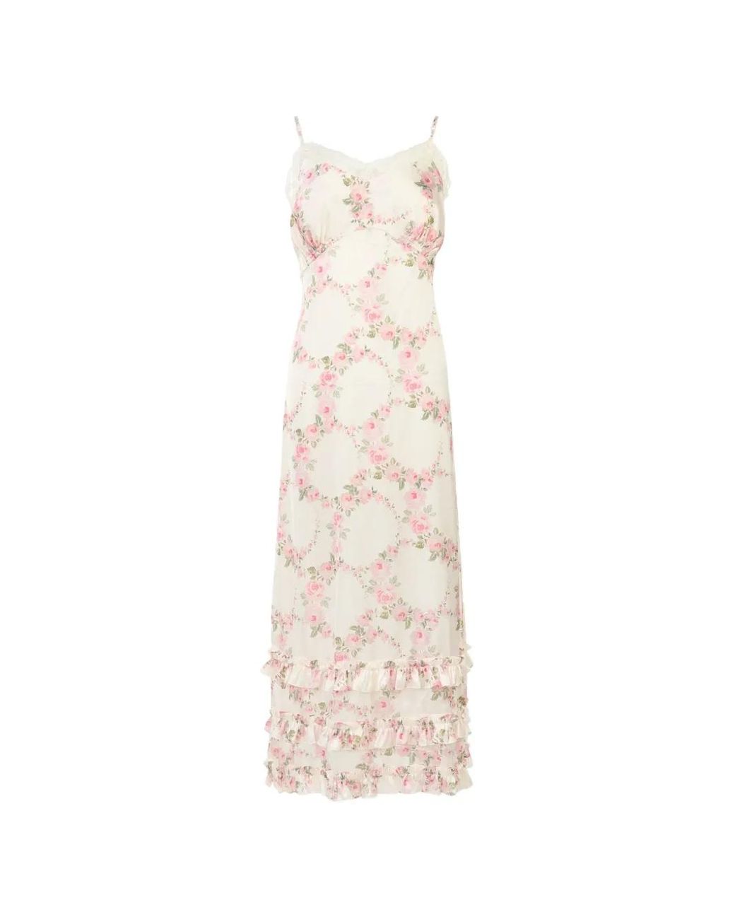 Simone Rocha White Robe Longue Volantée À Fleurs Imprimées