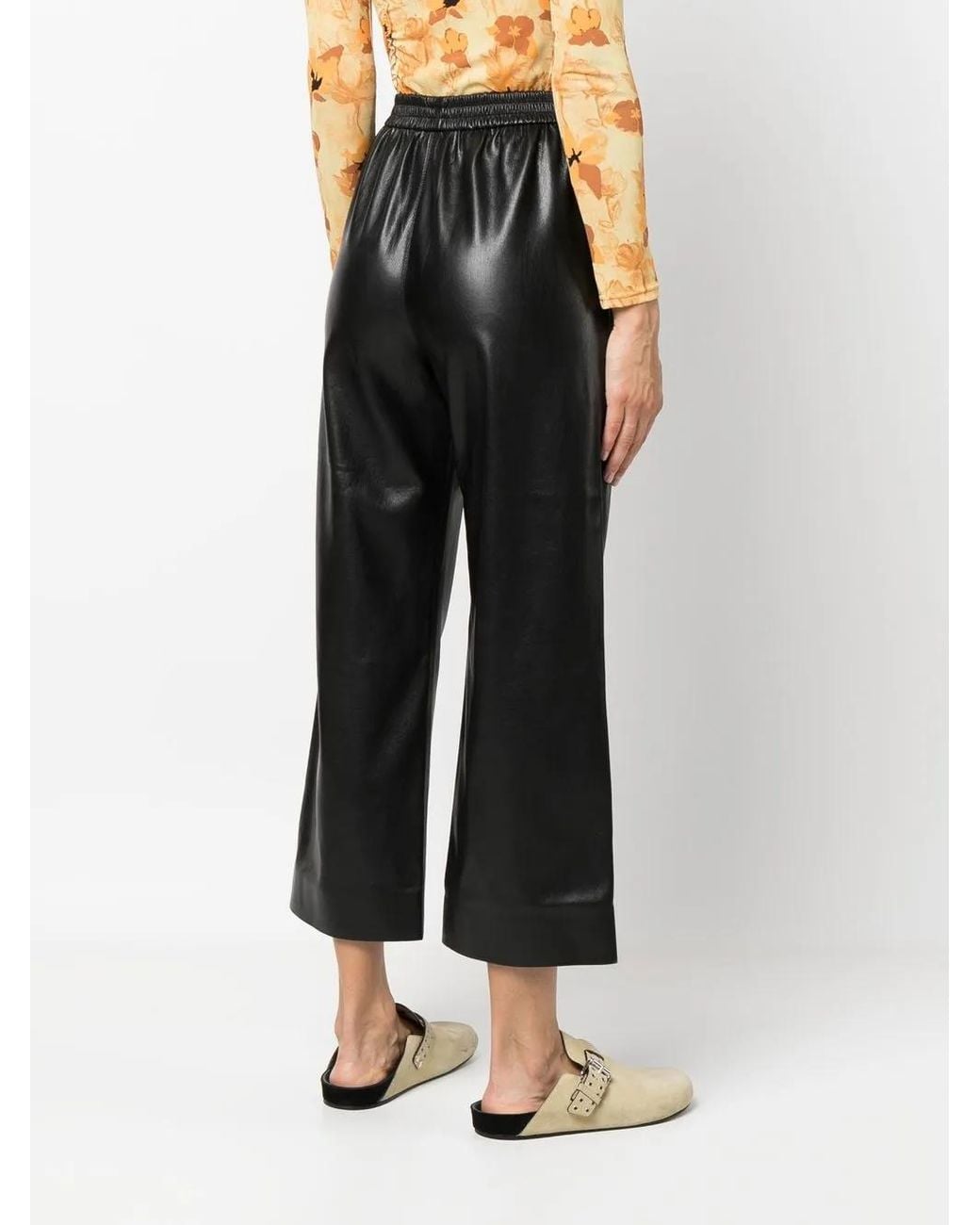Nanushka Black Cropped Straight-Leg Trousers