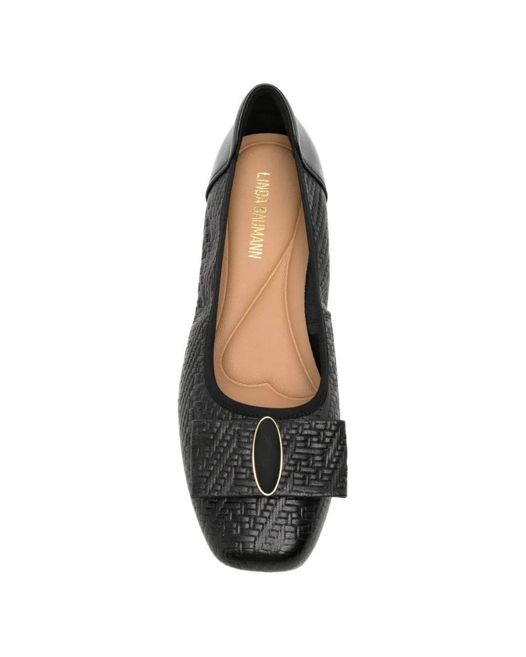 Linda Baumann Black Bow-Detail Ballet Flats