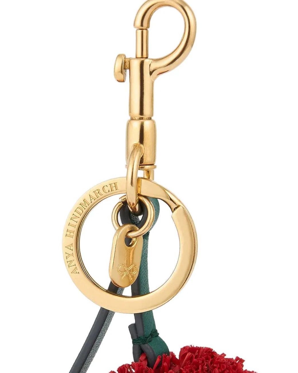 Anya Hindmarch Red Cherry-Charm Pom-Pom Keyring