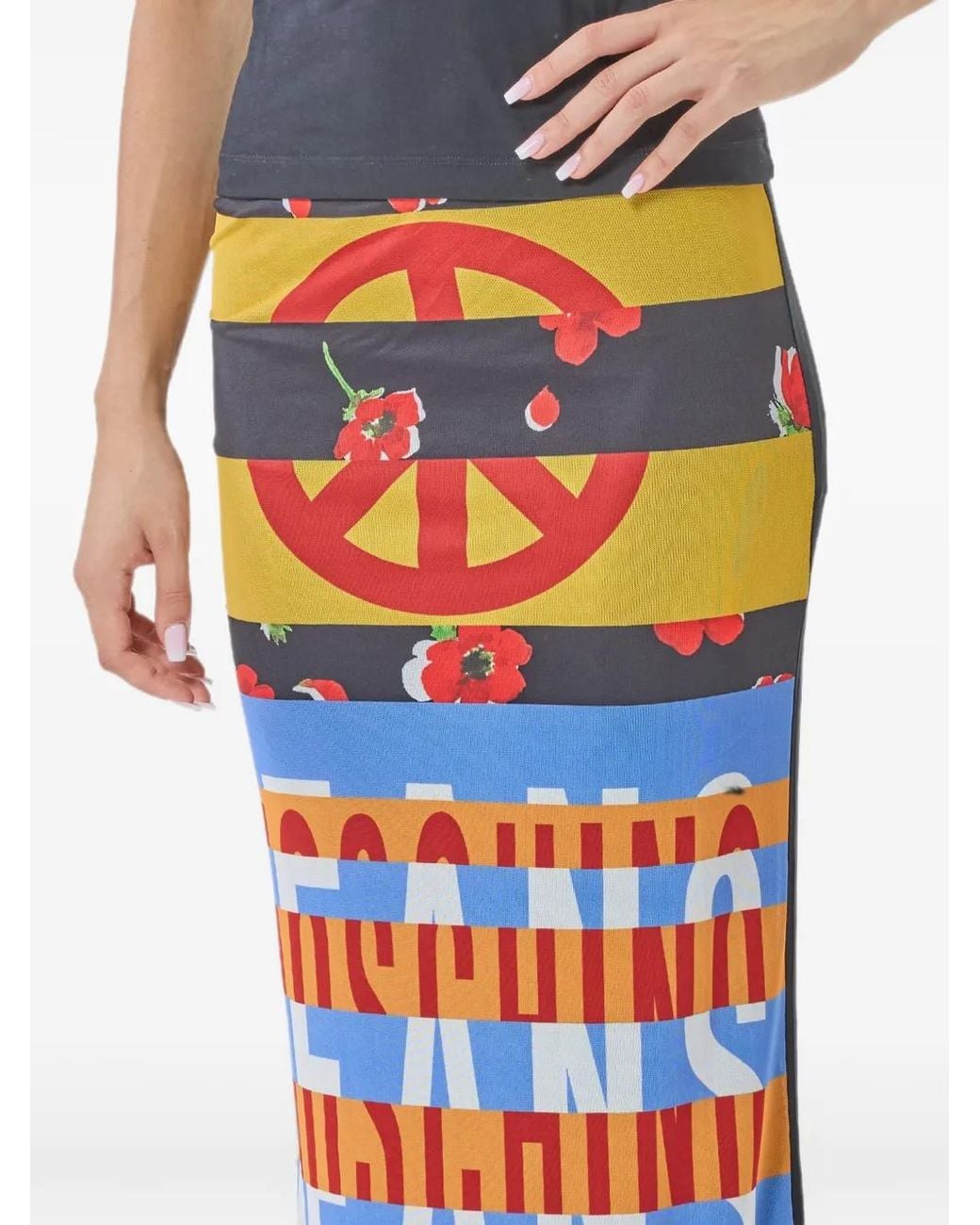 Moschino White Graphic-Print Tulle Skirt