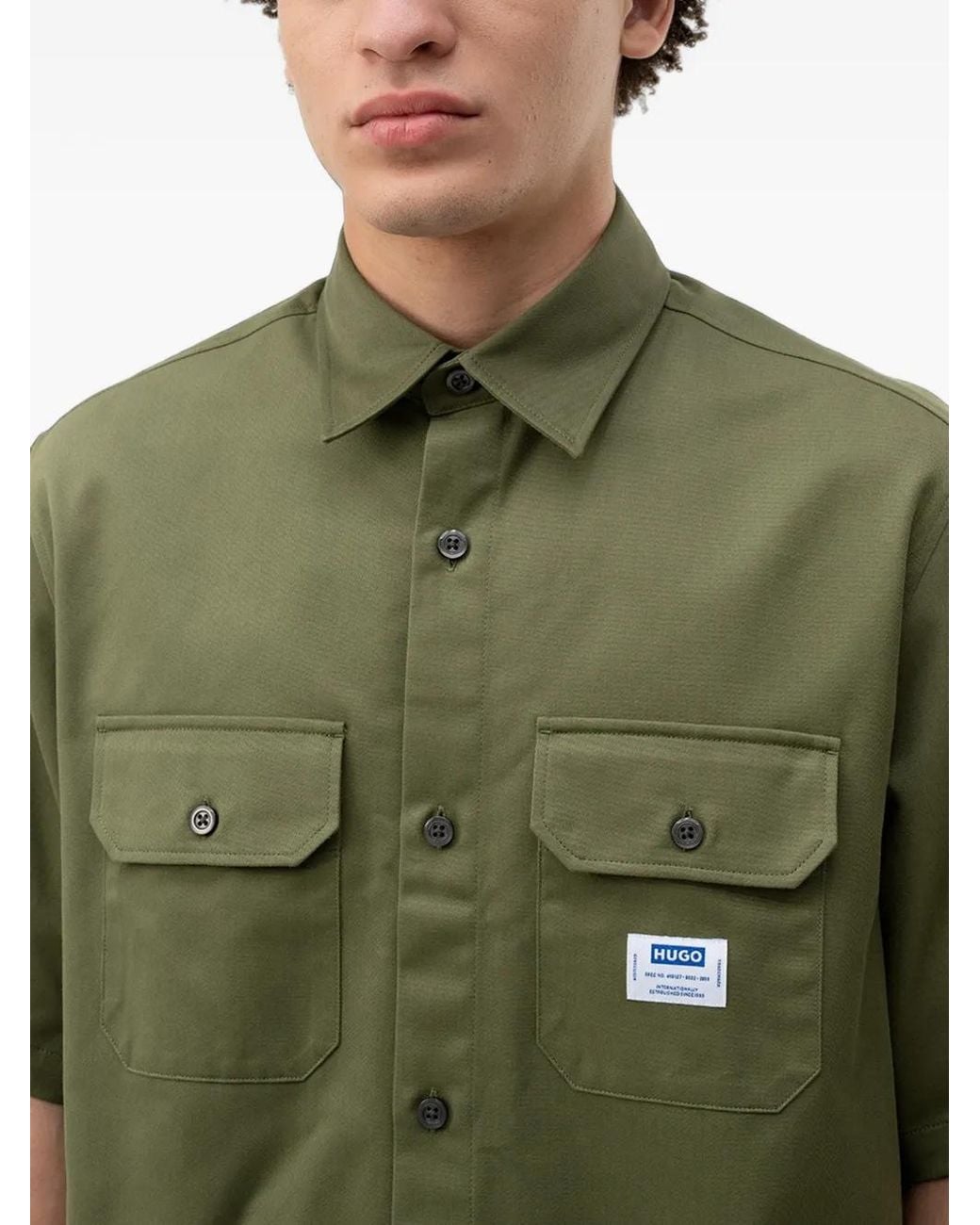 HUGO Hemd Mit Logo-Patch in Green für Herren