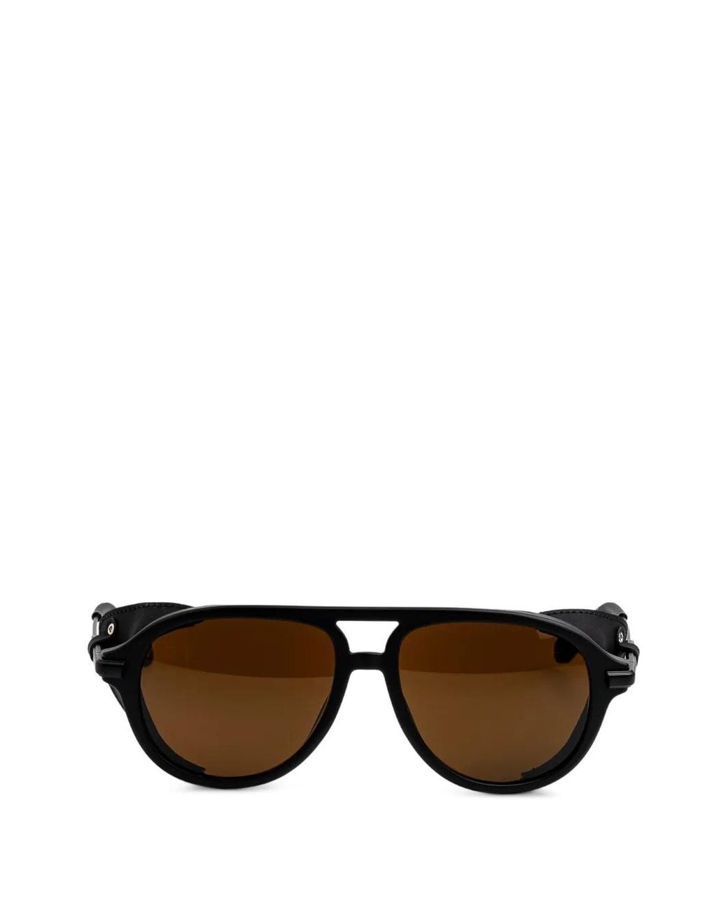 Vuarnet Black Pilot-Frame Leather-Trim Sunglasses for men