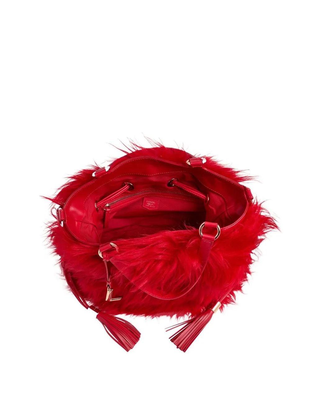 Lancel Red Sac Seau Premier Flirt Format Moyen En Fourrure