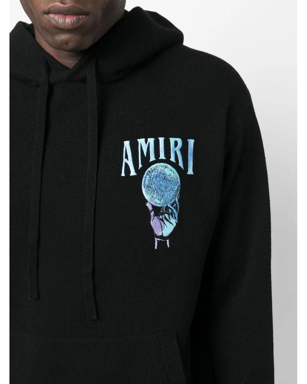 Amiri Black Graphic-Embroidered Cotton Hoodie for men