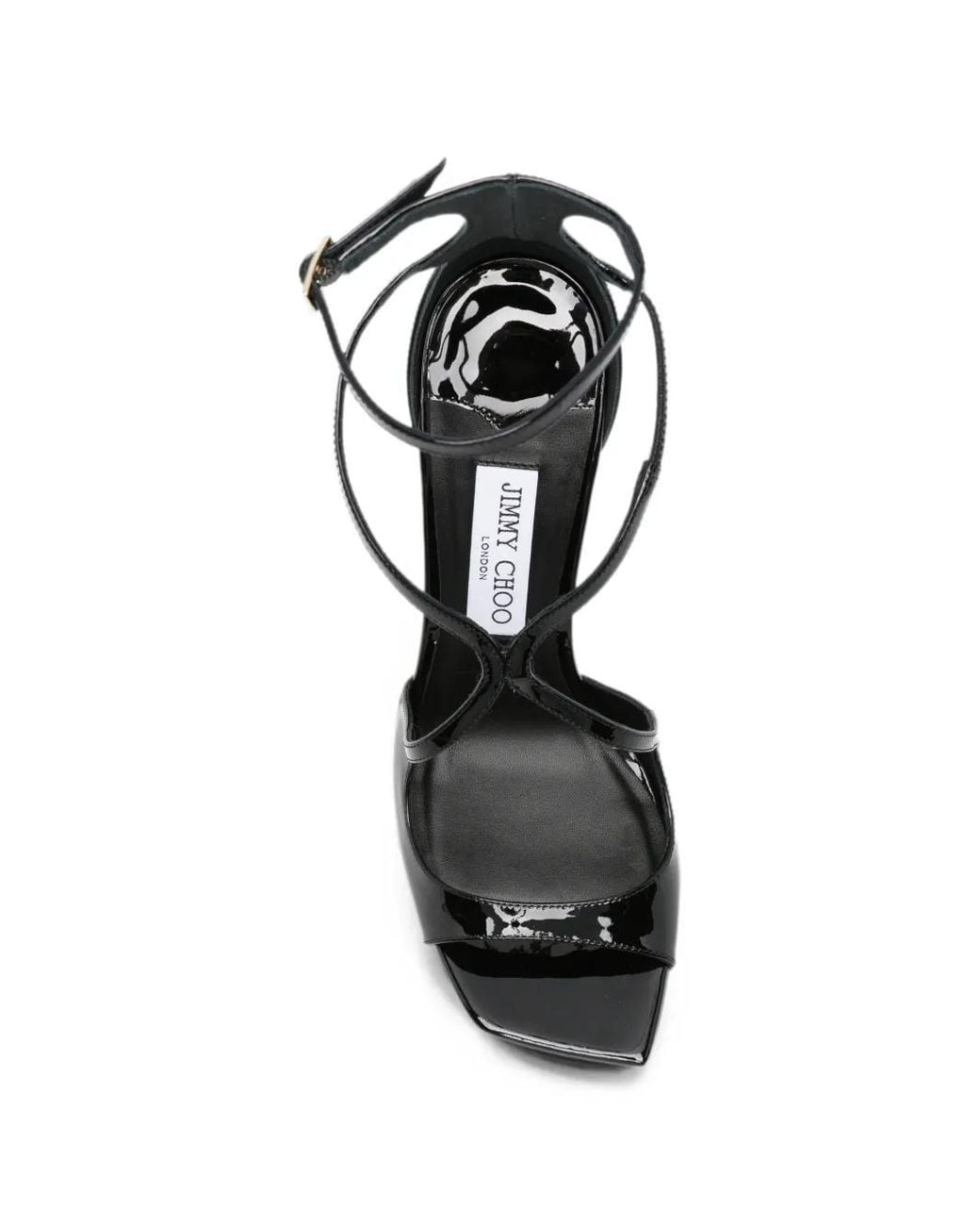 Jimmy Choo Black Azia Patent-Leather Heeled Sandals