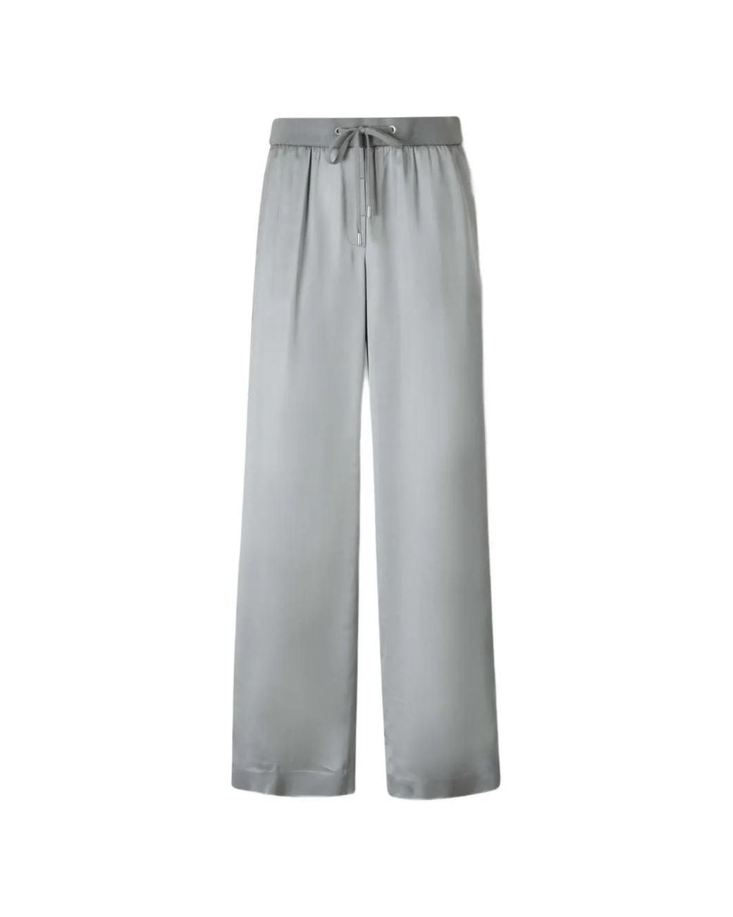Peserico Gray Drawstring-Waist Wide-Leg Trousers