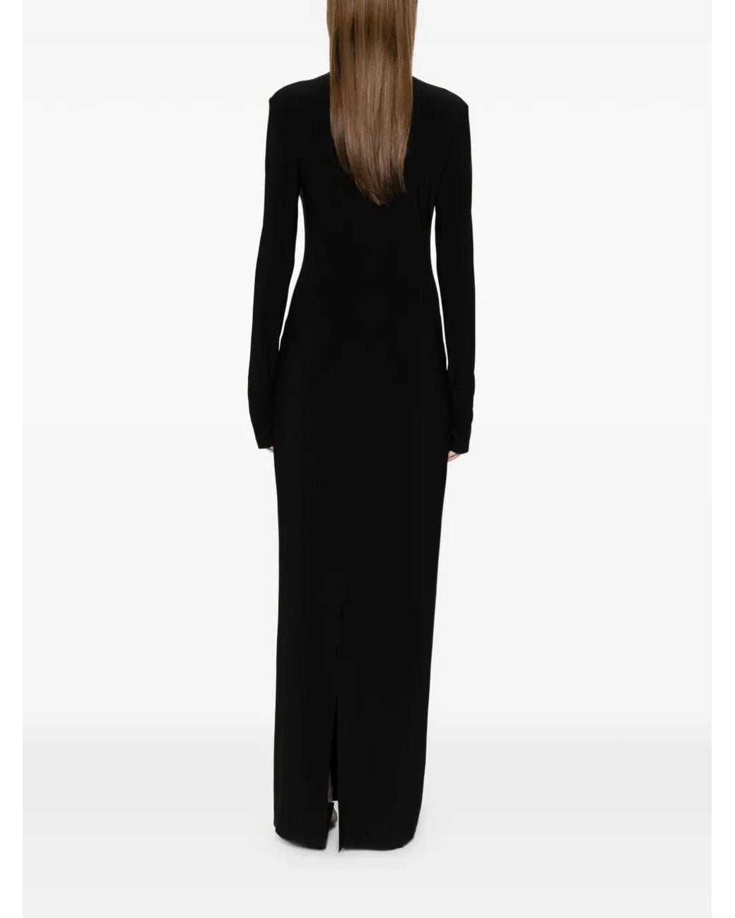 Norma Kamali Black Turtle-Neck Long Dress