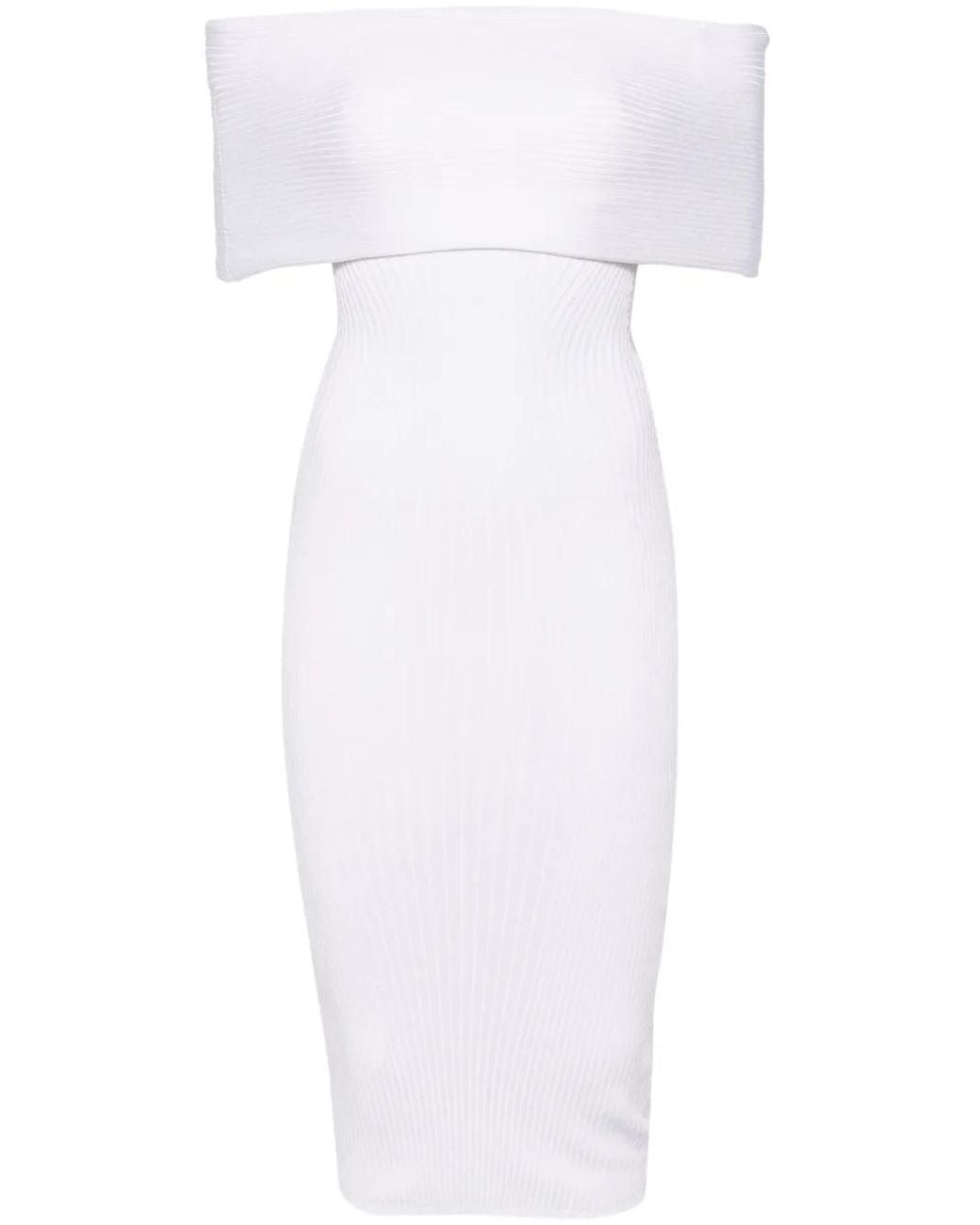 Mugler Off-Shoulder Jurk in het White