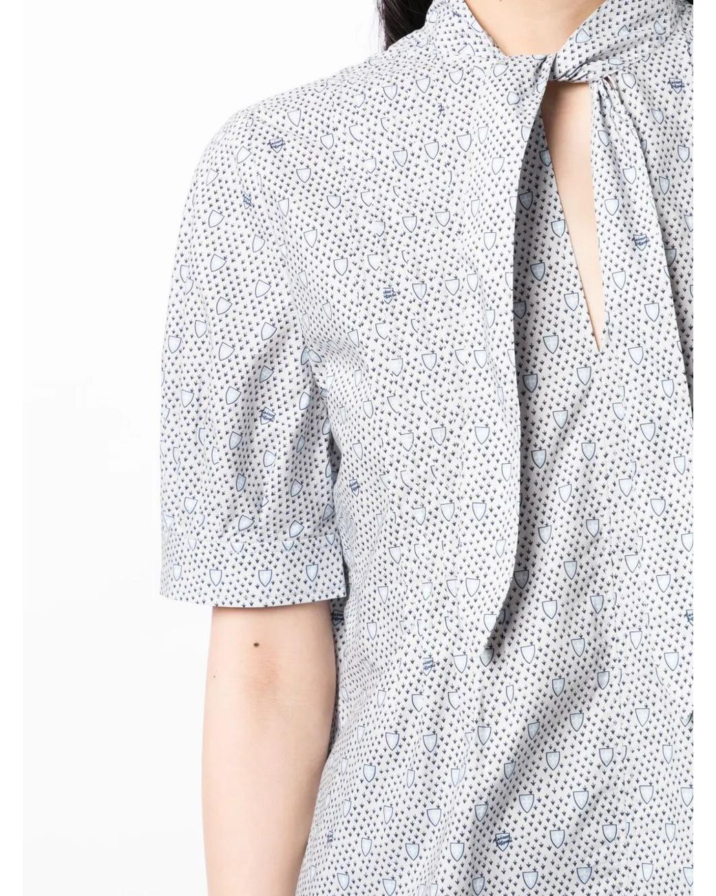 Maison Kitsuné Gray Monogram-Pattern Short-Sleeve Shirt