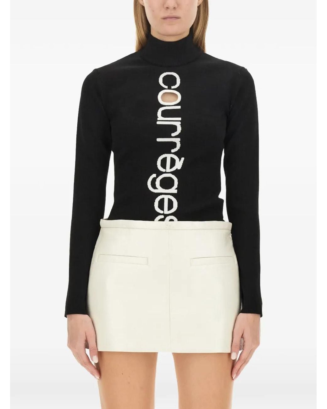 Courreges Black Logo Print Jersey