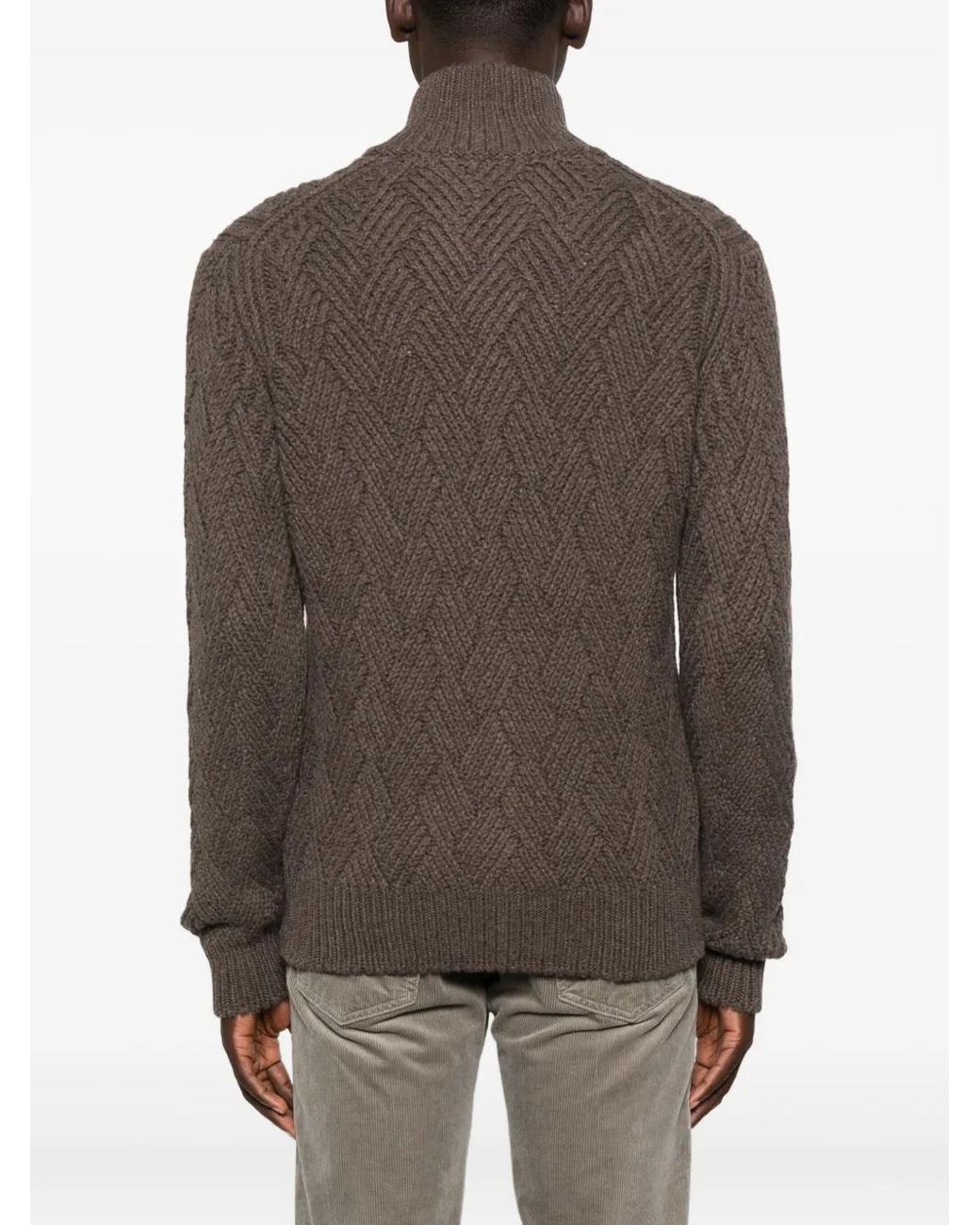 Barba Napoli Brown Zip-Up Cardigan for men