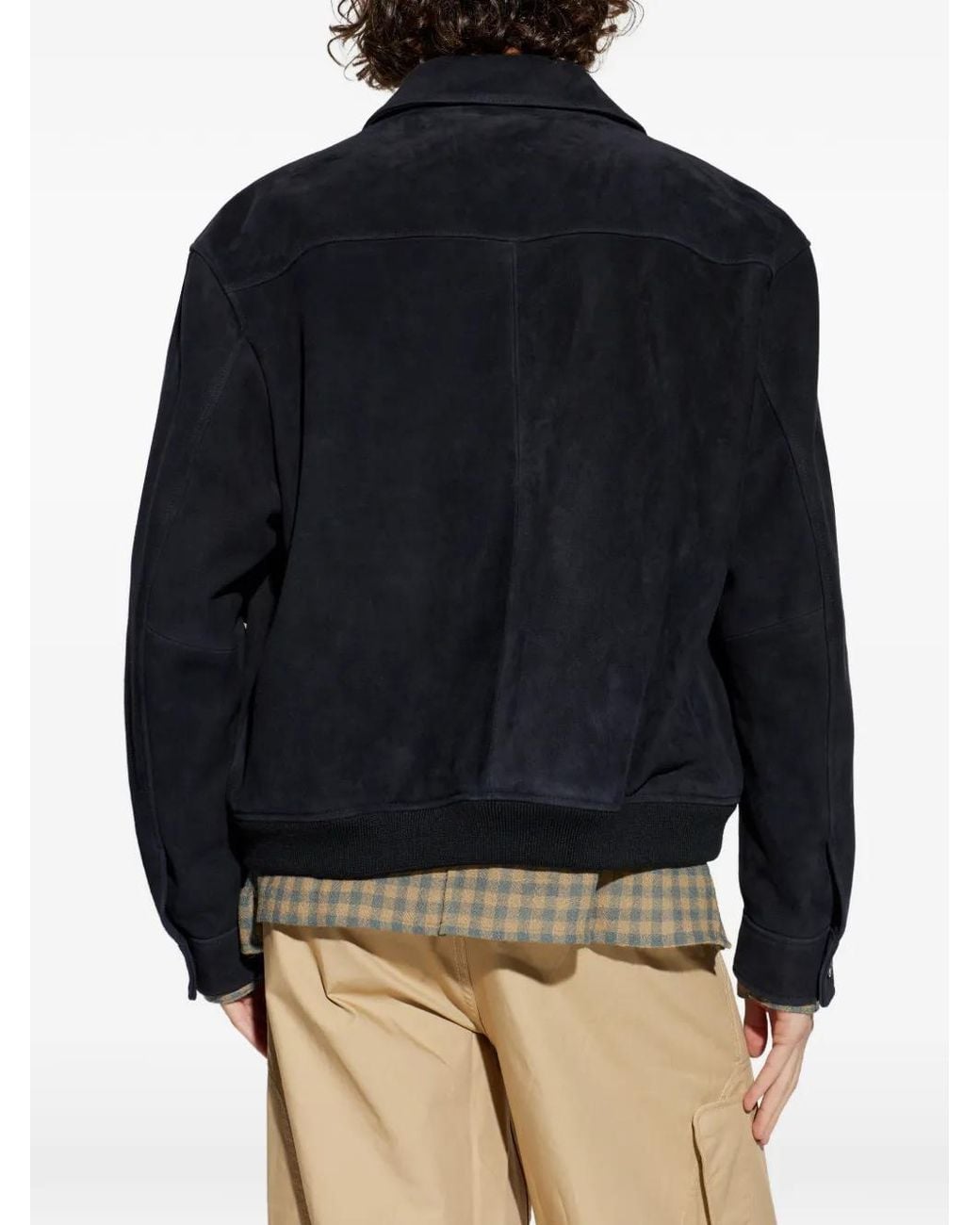 FRAME Blue Buttoned Suede Jacket for men