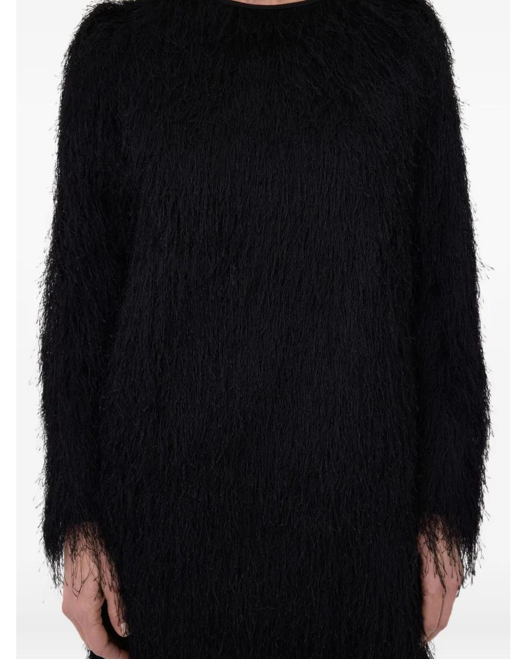 Loulou de Saison Black Fur Mini Dress