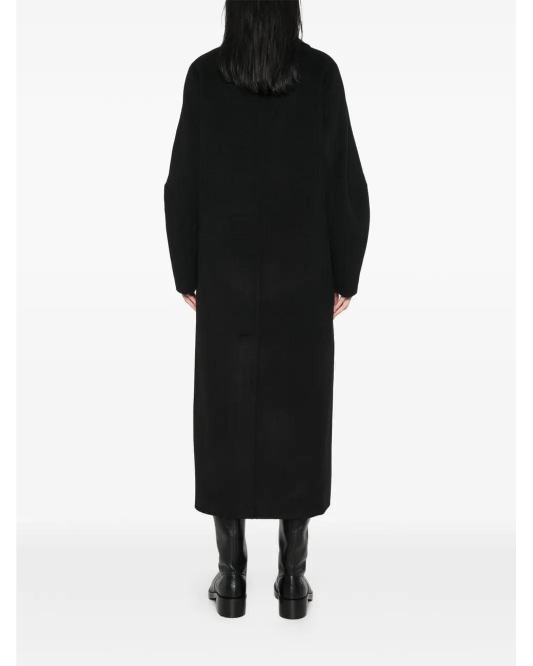 Lisa Yang Black Double-Breasted Shawl-Lapel Coat