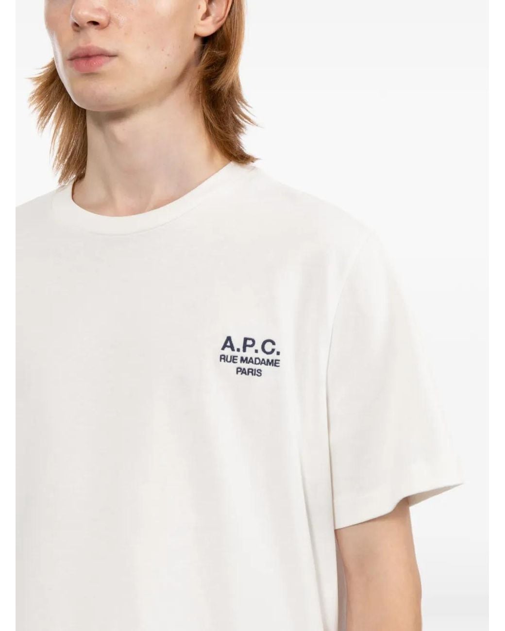 A.P.C. White Logo-Print Crew-Neck T-Shirt for men