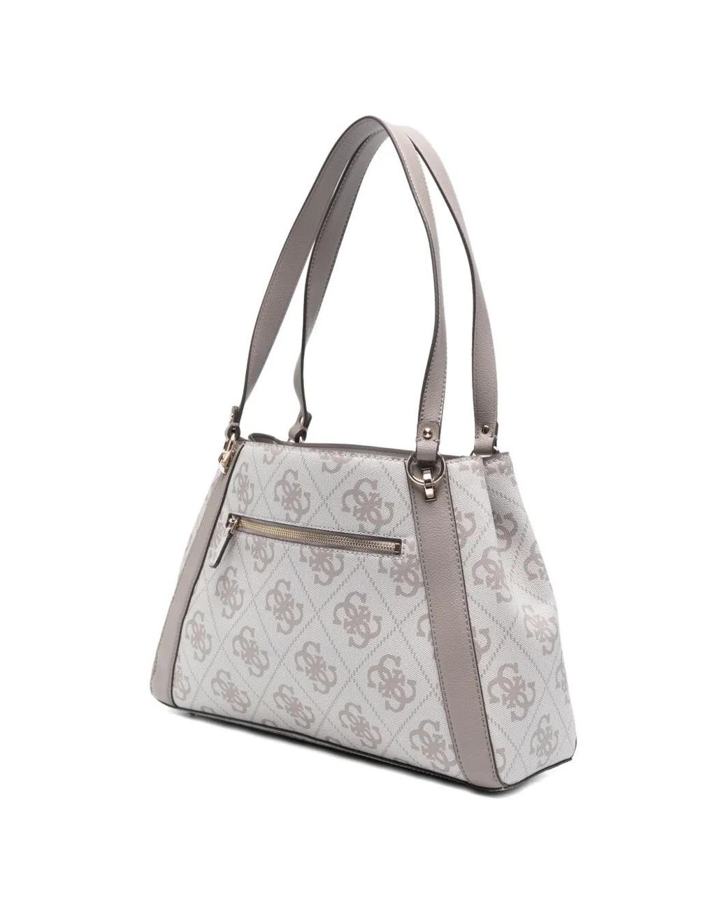 Guess White Karnilla Monogram-Pattern Leather Tote Bag