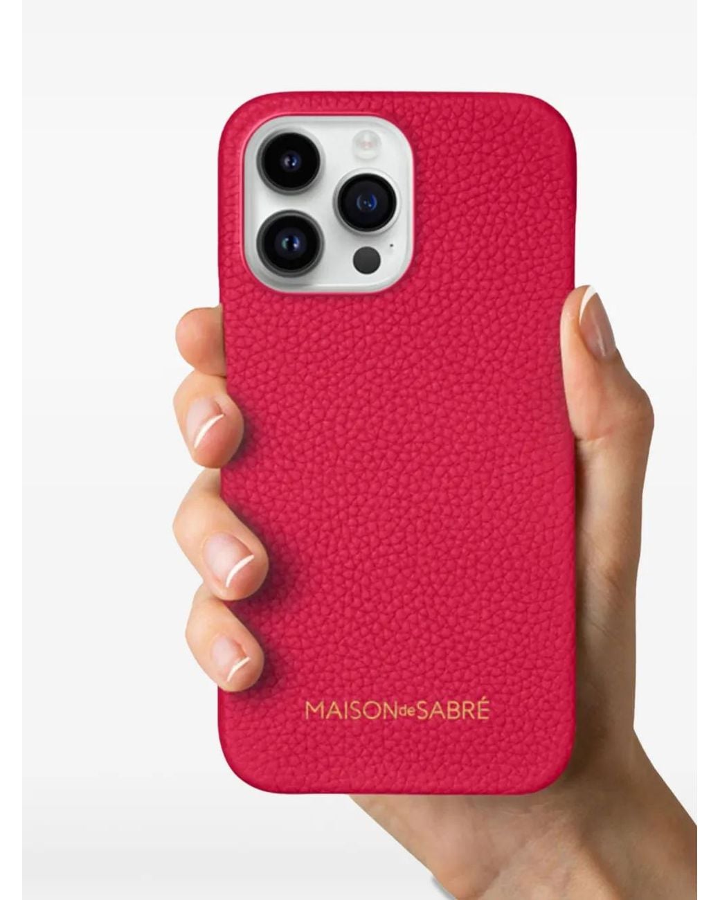 Maison De Sabre Pink Textured-Leather Iphone 15 Pro Phone Case