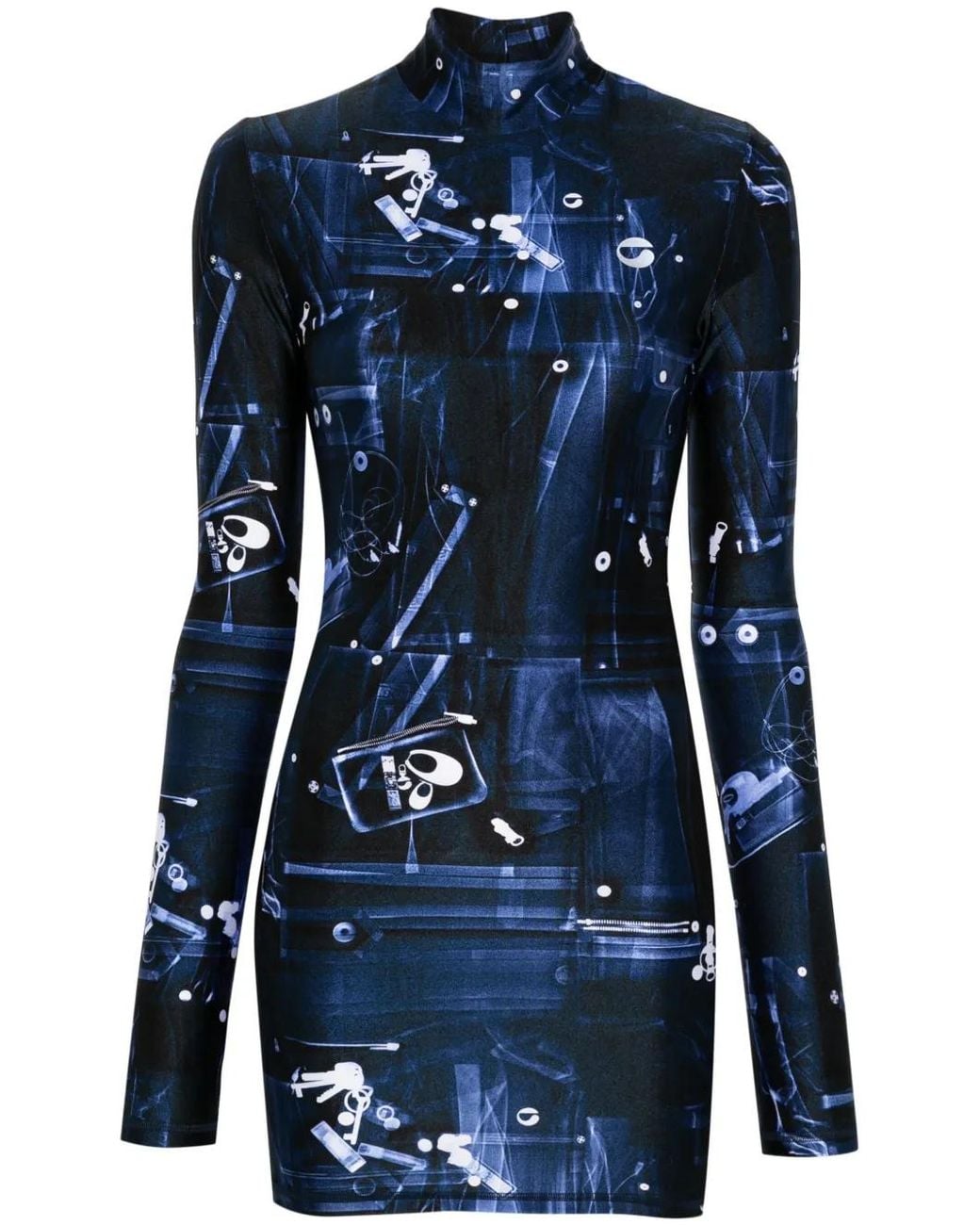 Coperni Blue X-Ray-Print Mini Dress