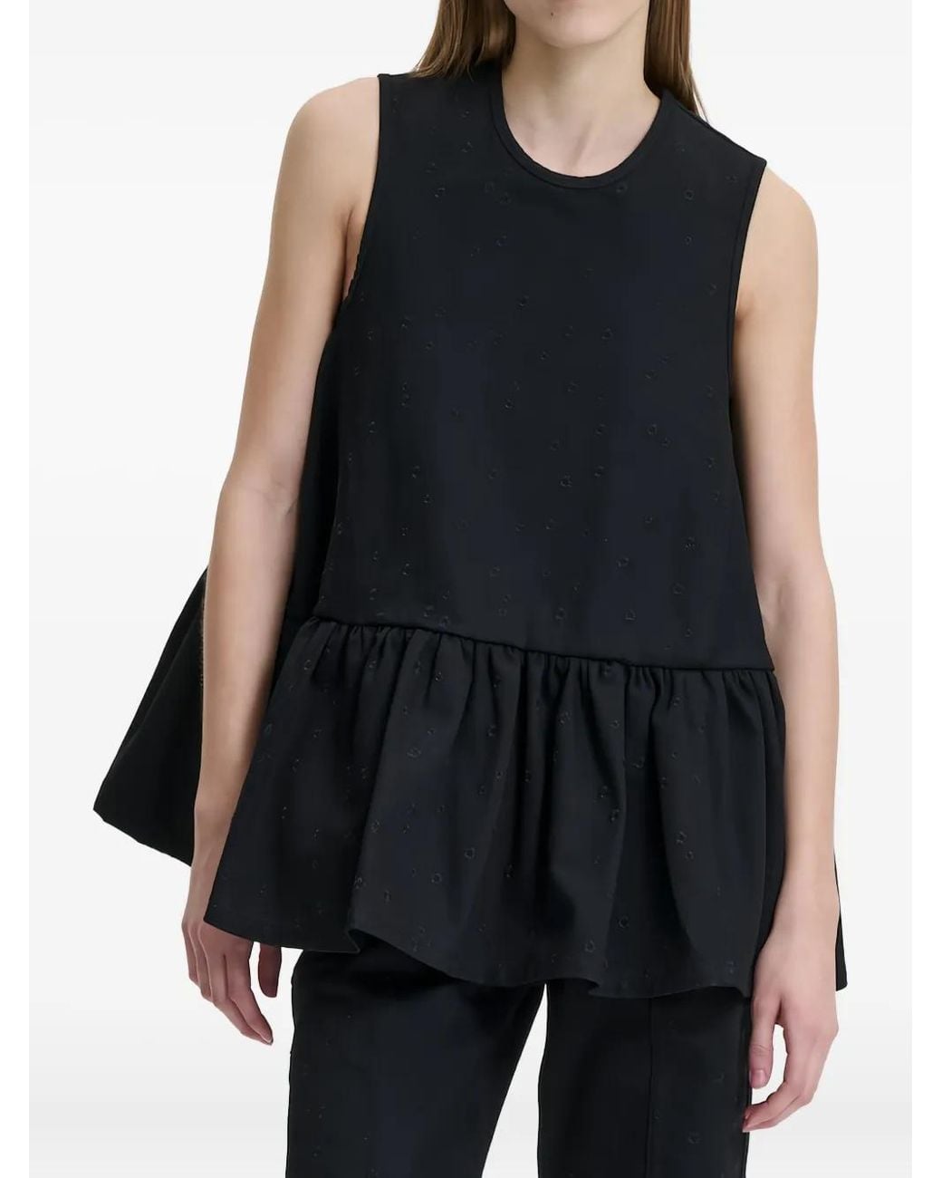 CECILIE BAHNSEN Black Barbara Embroidered Top