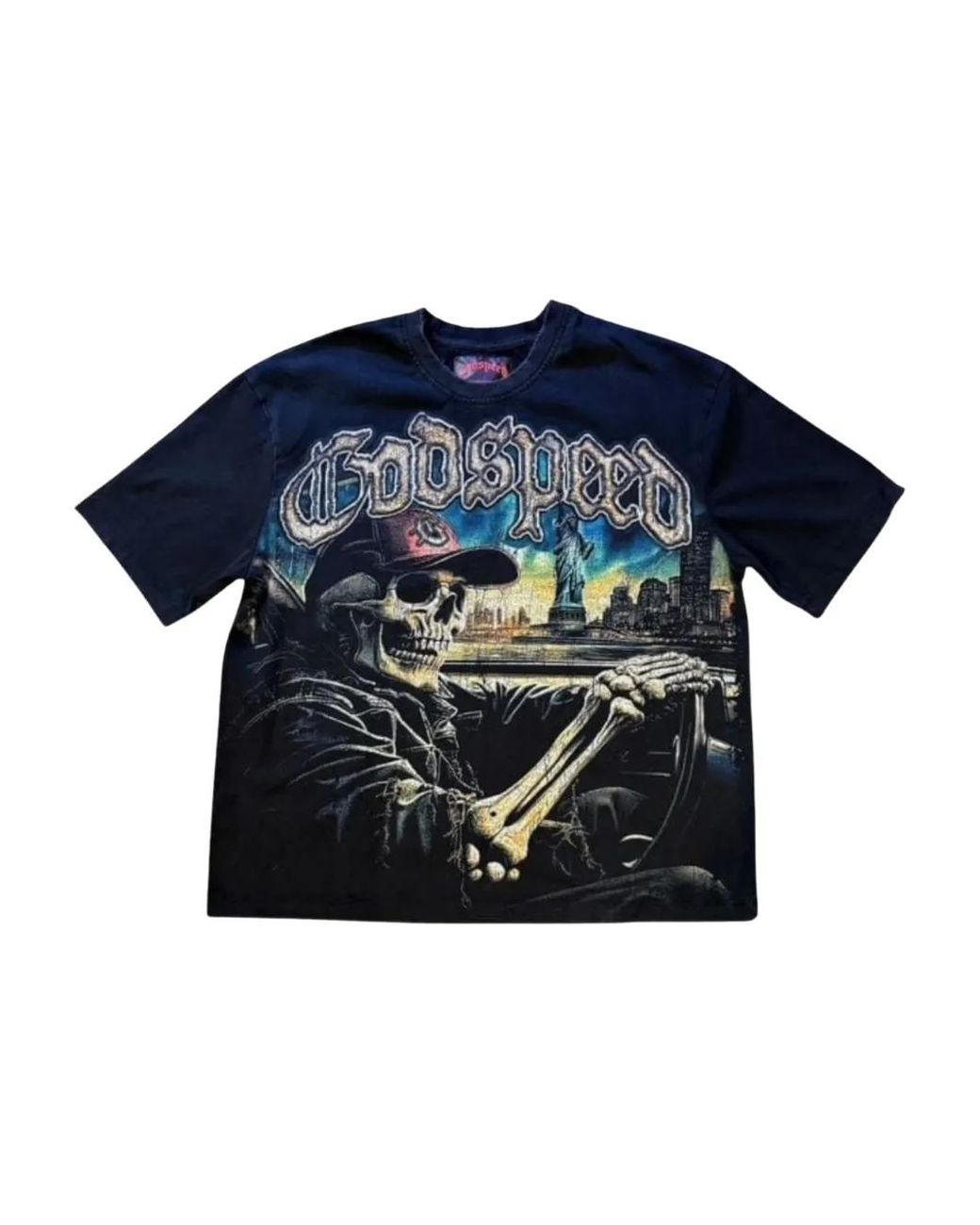 Godspeed Blue Sightseeing Graphic-Print T-Shirt for men
