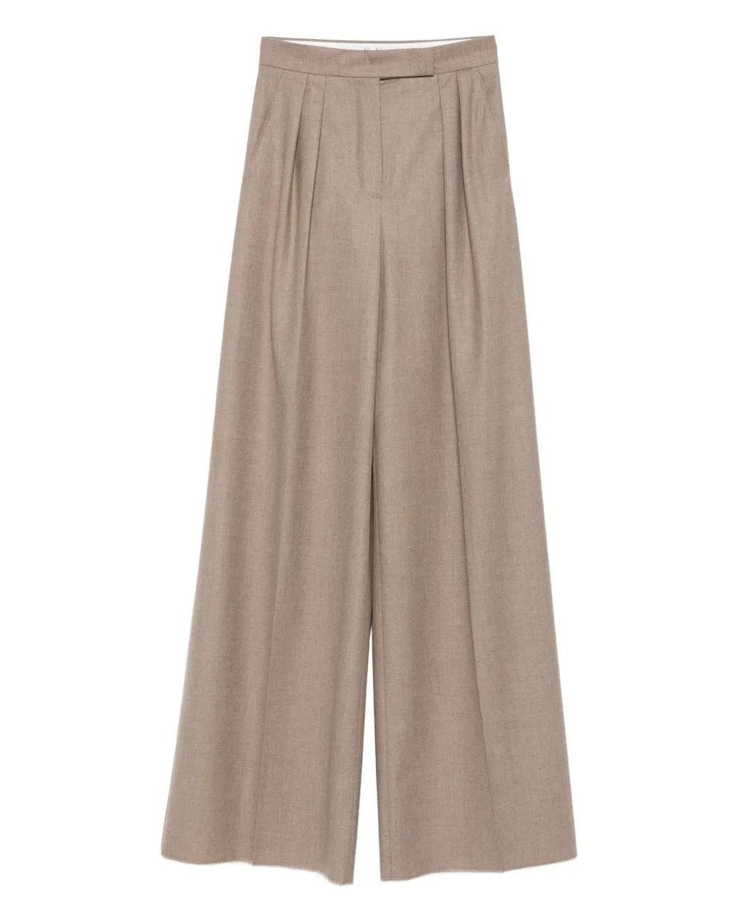 Max Mara Natural Pleated-Front Cashmere Trousers